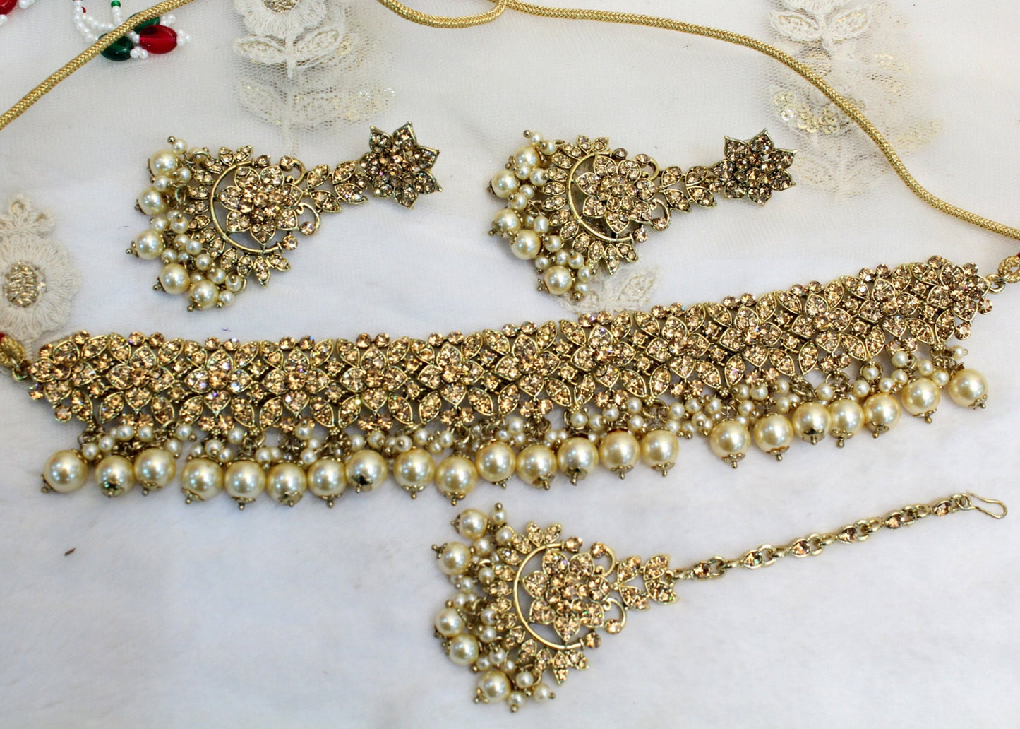 Choker Set Necklace Set/ Dark gold green, pista, rani, choker set Jewellery set /Indian choker necklace set/Bridesmaid Jewellery