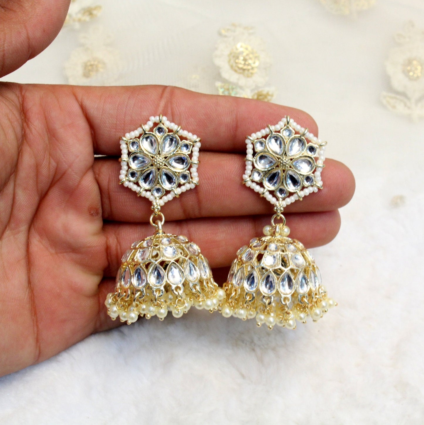 Indian Jhumka Earrings Jewellery/Punjabi Gold Bollywood Wedding Indian Jewelry Bridal kundan Jhumka Jhumki Earrings Jewellery Set