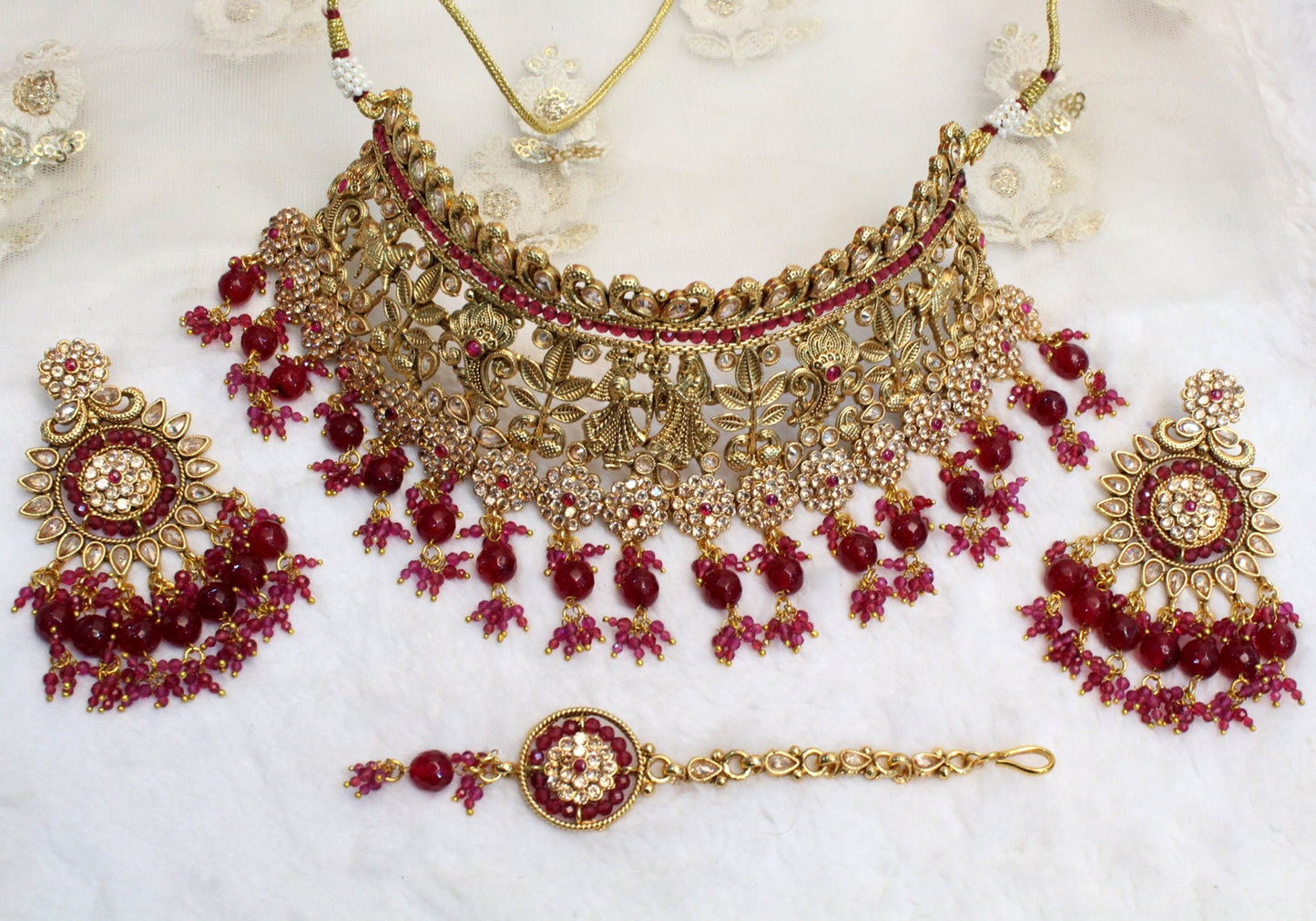 Indian Kundan Necklace Jewelry Jewellery Set/Gold finish choker set /Indian Wedding Ethnic Bollywood Jewelry Necklace