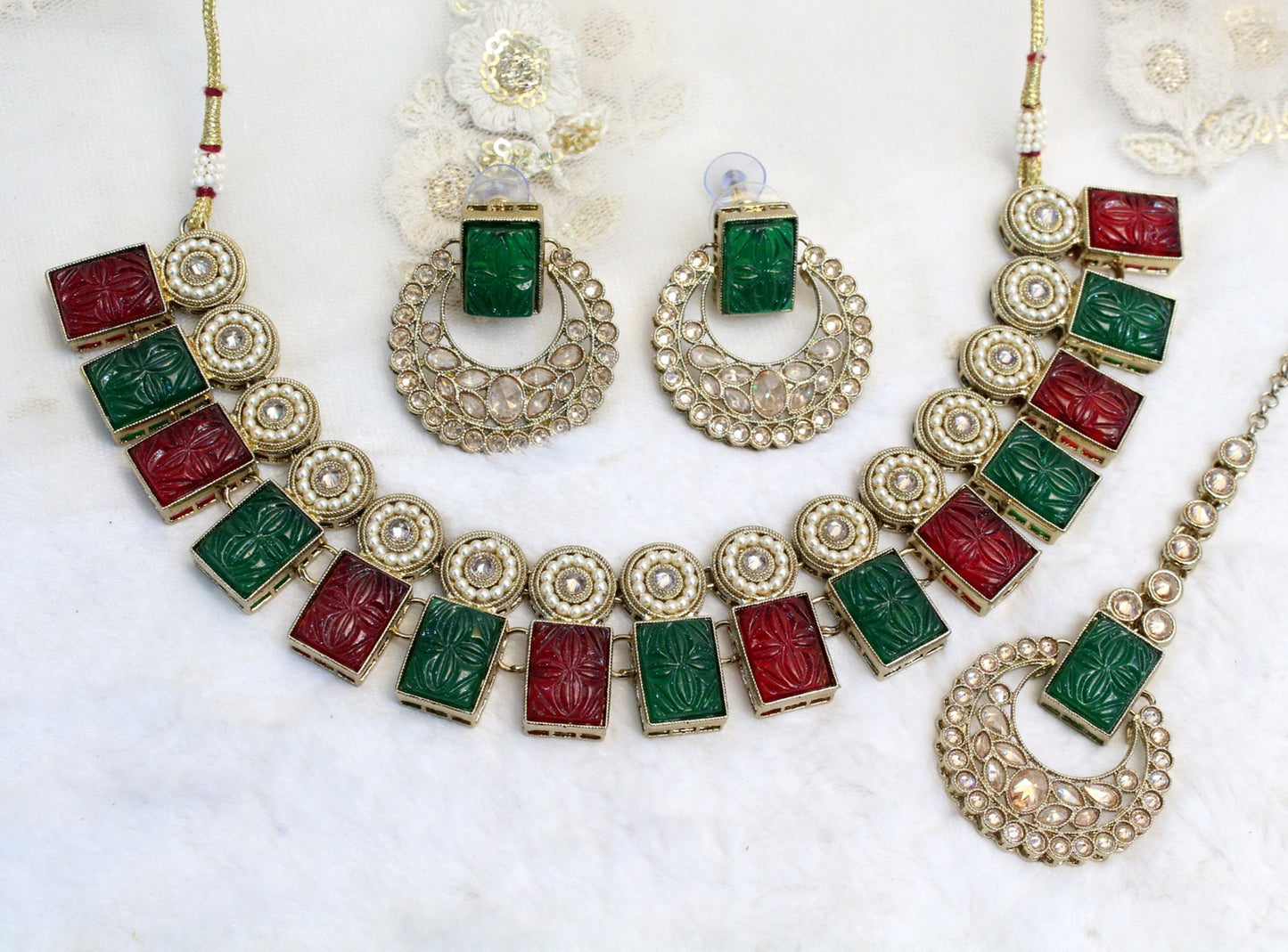 Indian Necklace Jewellery Set/ Gold Pink, maroon green, grey Bridal Wedding Bollywood Necklace Set/Brides maid set/Delicate sets