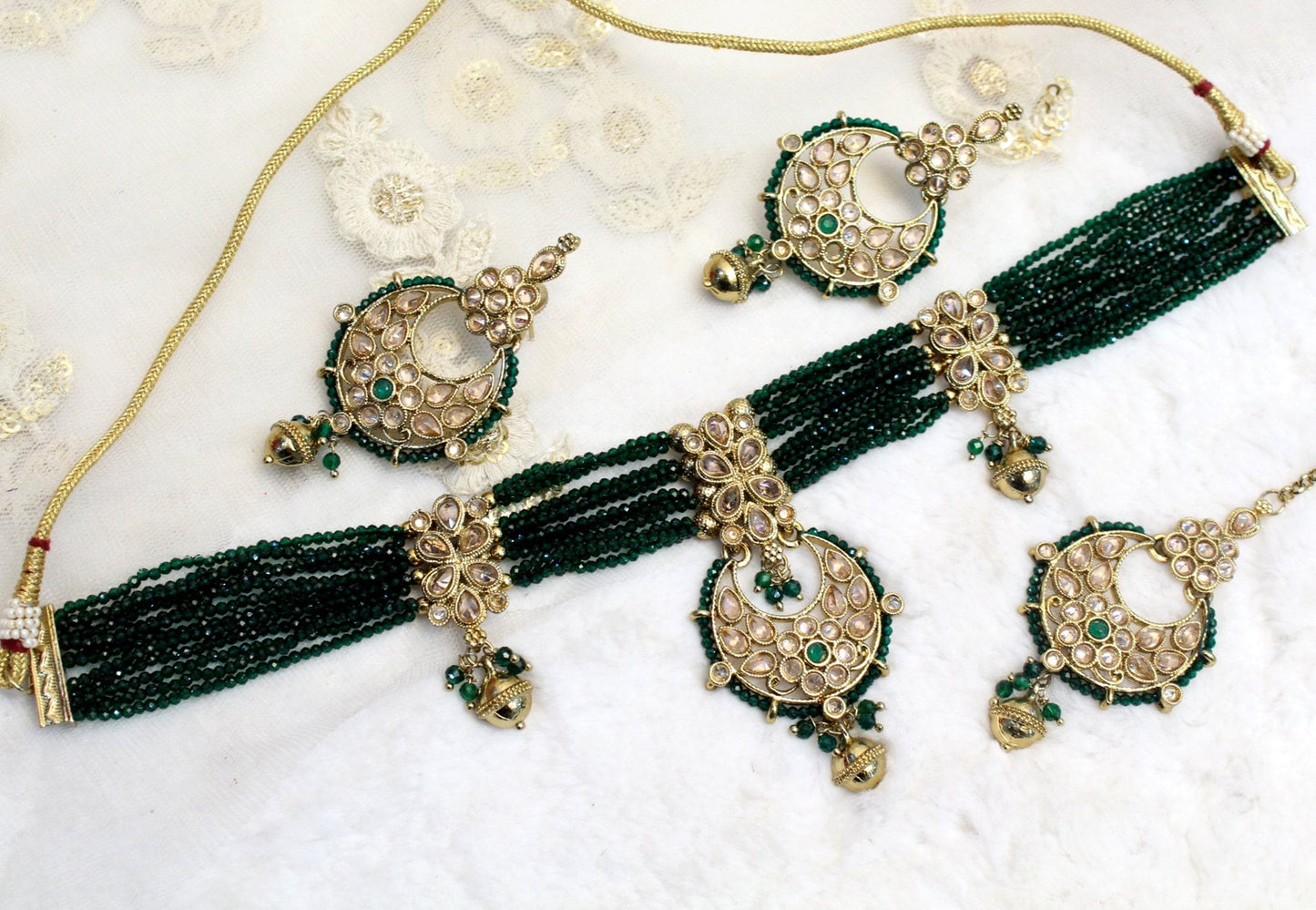 Indian Jewellery/Beaded Choker necklace Set /Bollywood Choker necklace Style Gold Necklace Set Wedding Bridal Ethnic Jewellery Set