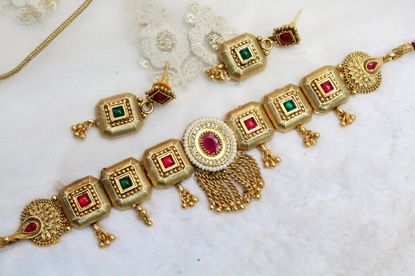 Indian Gold Jewellery choker set/Gold mat finish Choker Set Bollywood Style