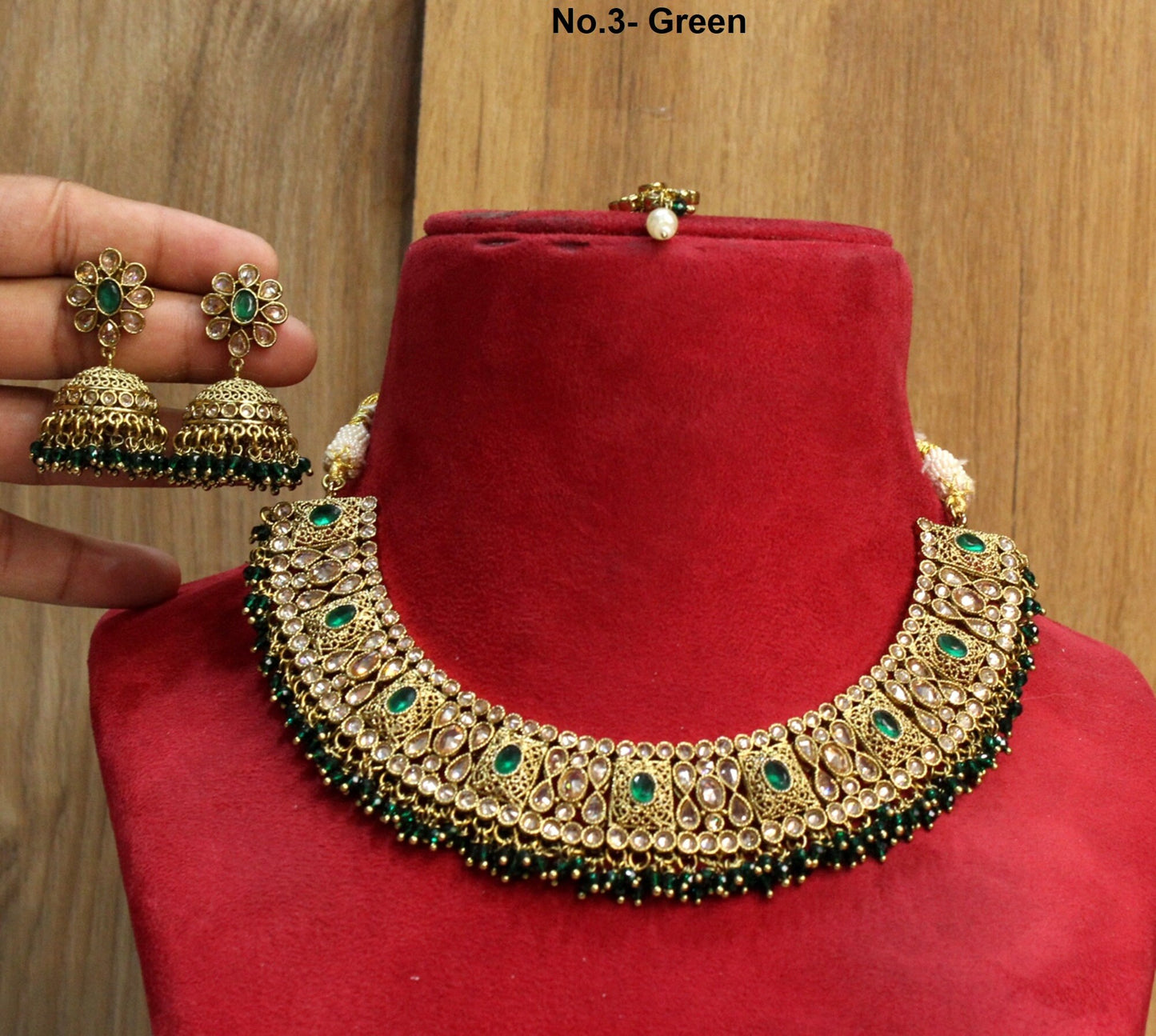 Indian Jewellery/Dark gold peach, pastel green, green necklace Set/Bollywood Gold Indian Jewellery Set /Bridesmaid sets