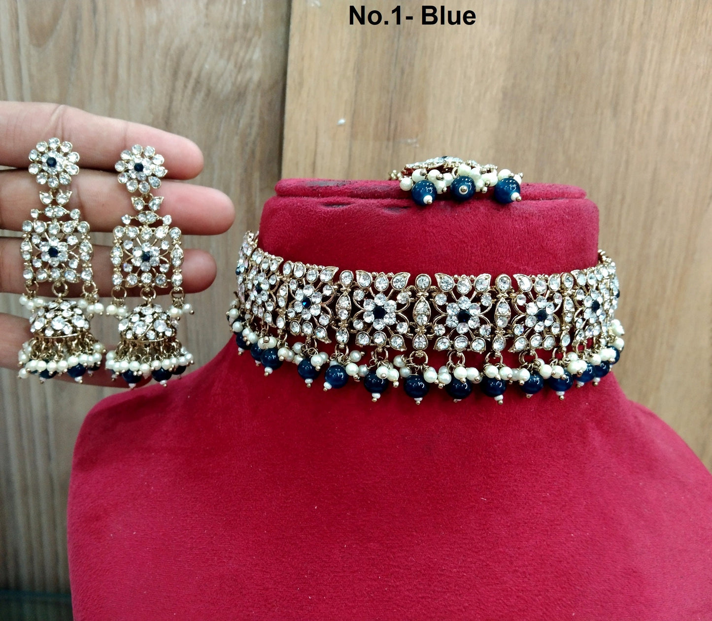 Jewelry Choker Set /Antique gold finish Jewellery set /Indian Pink, blue choker set/Bridesmaid Jewellry/gift for her/sunny vale Wedding jewelry set