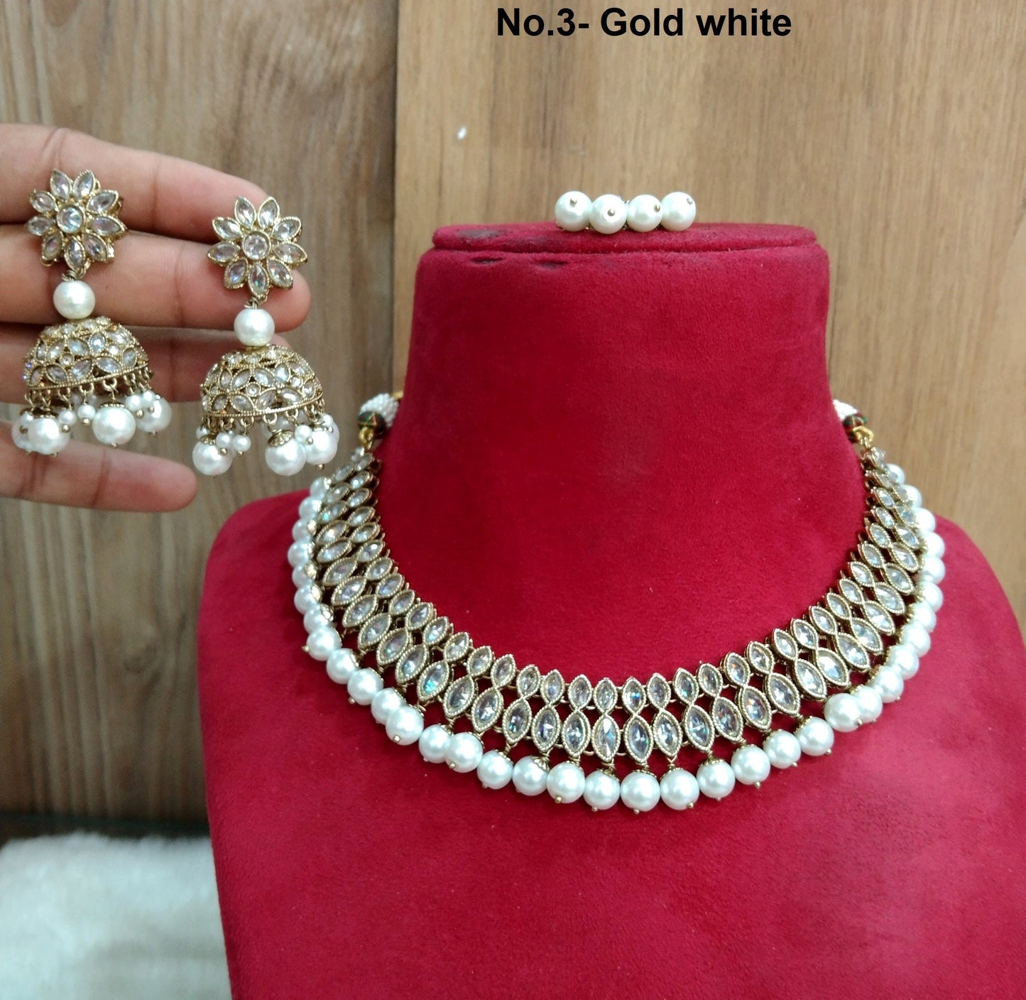Ivory Indian Jewellery/Mehndi polish dark gold necklace Set/Bollywood Gold Indian Jewelry Jewellery fairlawn Set /Bridesmaid sets