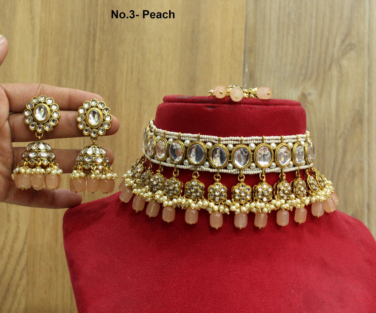 kundan Choker Set Earrings Set/Gold green , ruby , blue , peach choker set Indian Jewelry Necklace Set/Indian green,ruby maroon Choker Set