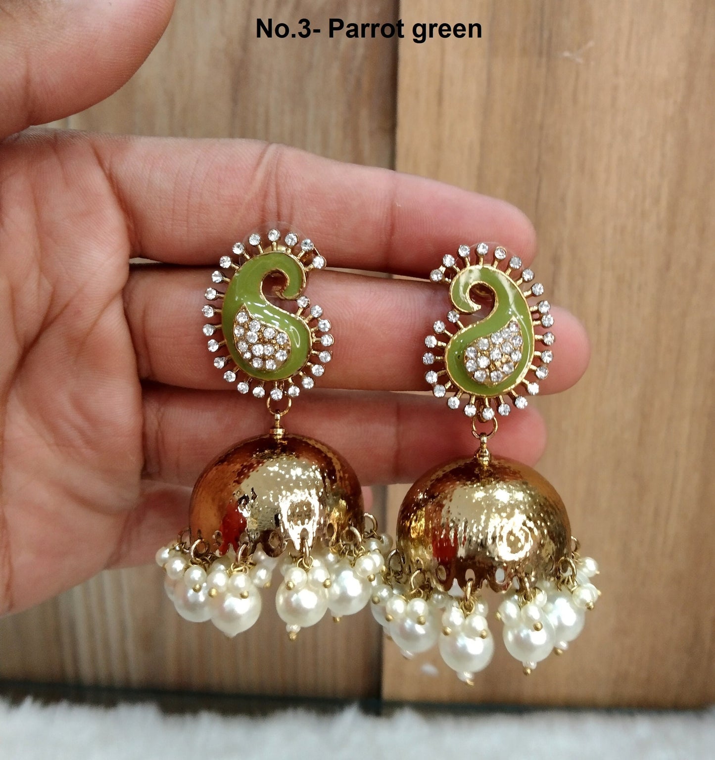 Indian Jhumka Earrings Jewelry/Punjabi Gold Wedding Indian Jewelry ,Yellow, Gajjri, Parrot green,Beige,green Jhumka Bridal ap jhumka