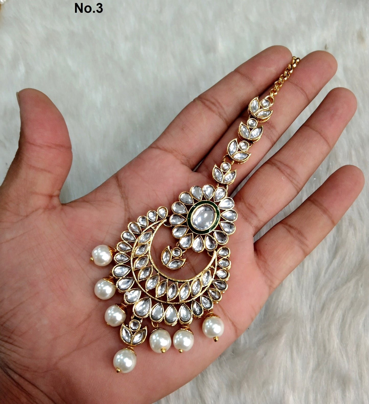 Indian Headpiece Tikka Jewellery/Gold kundan Maang Tikka /Bollywood Round Hair Headpiece/ Punjabi Indian Jewellery/Kundan Tikka