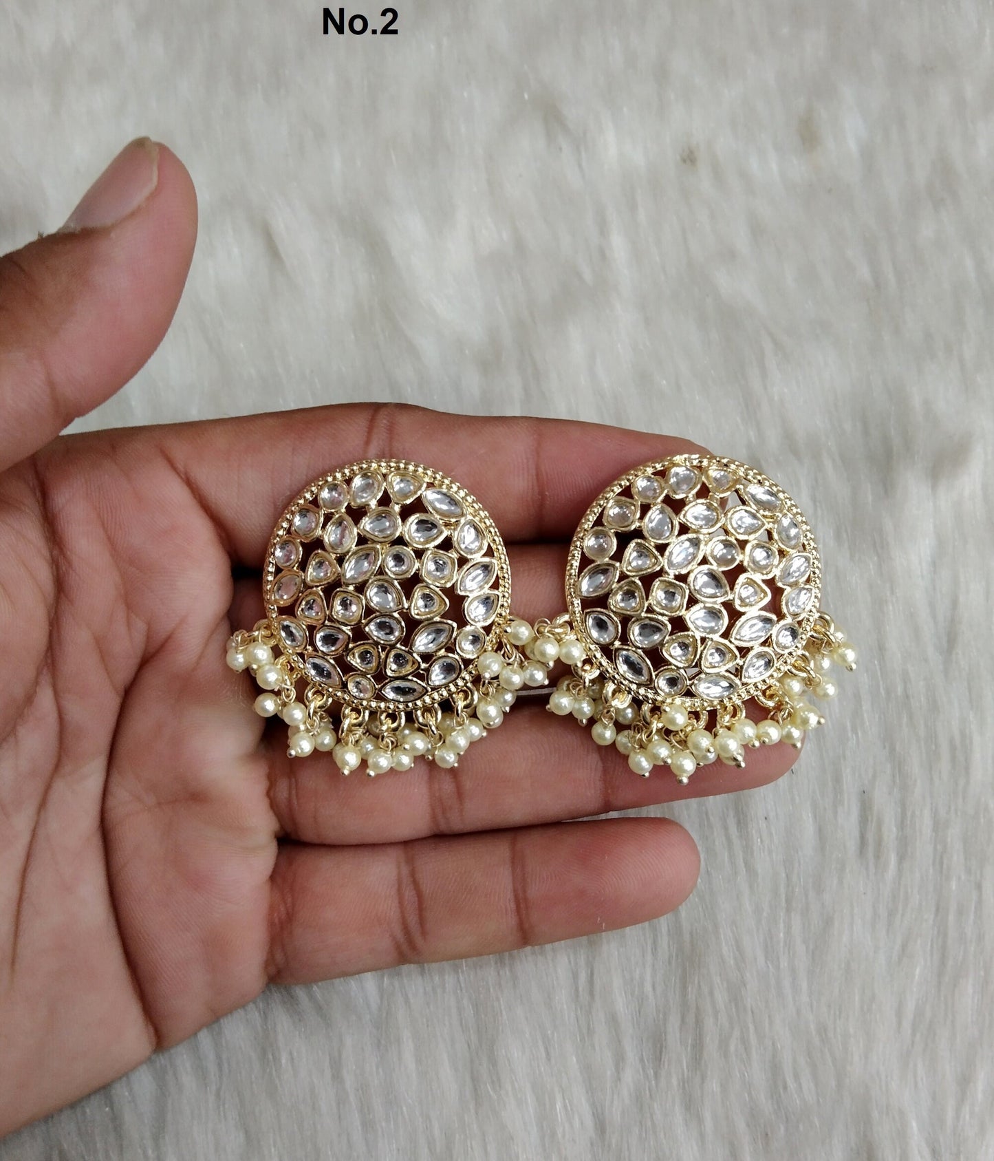 Stud Earrings Indian Jewellery/Indian Stud Earrings/Gold white stud earrings/Indian Tops Earrings Jewellery/Bollywood stud earrings