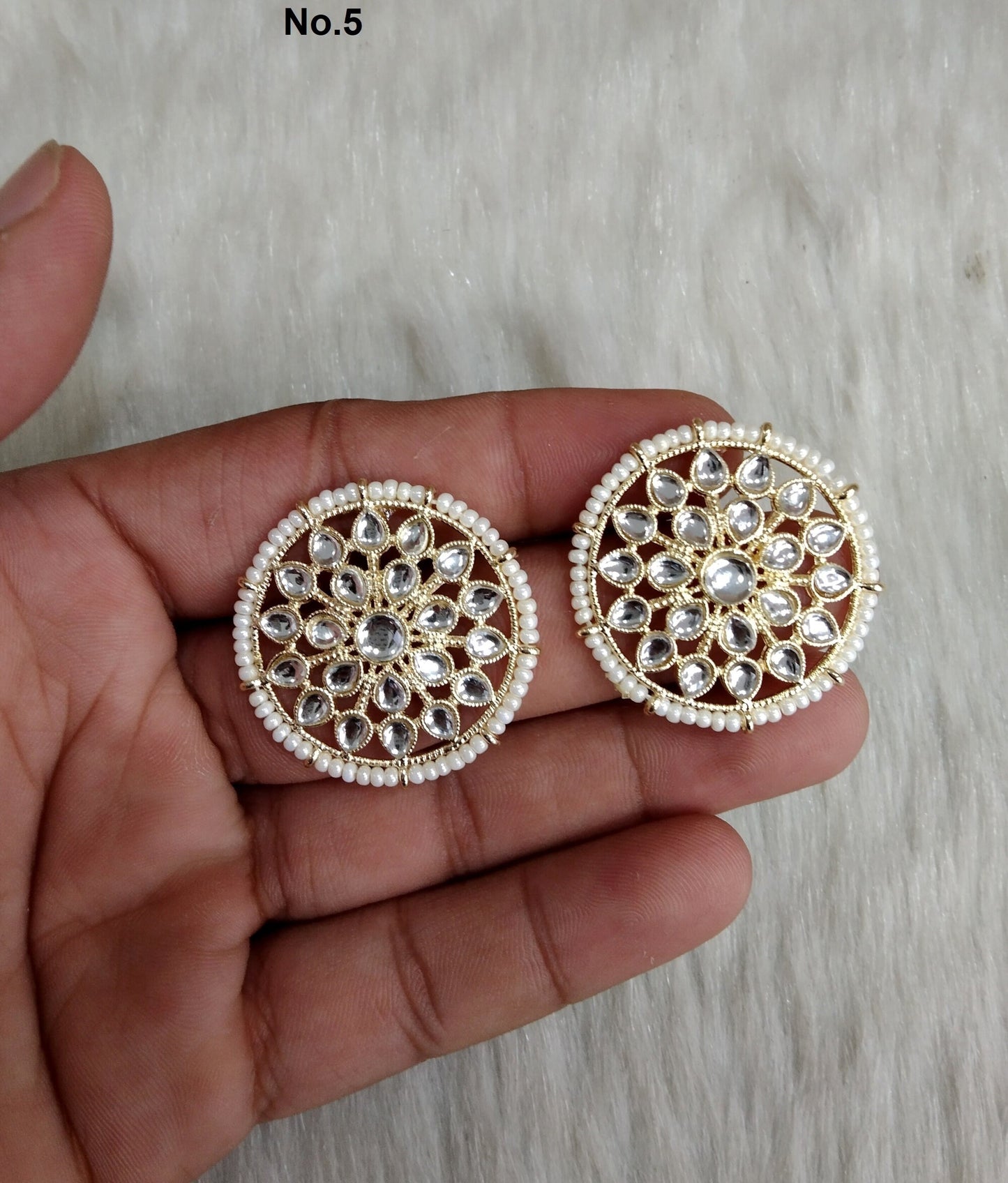 Stud Earrings Indian Jewellery/Indian Stud Earrings/Gold white stud earrings/Indian Tops Earrings Jewellery/Bollywood stud earrings
