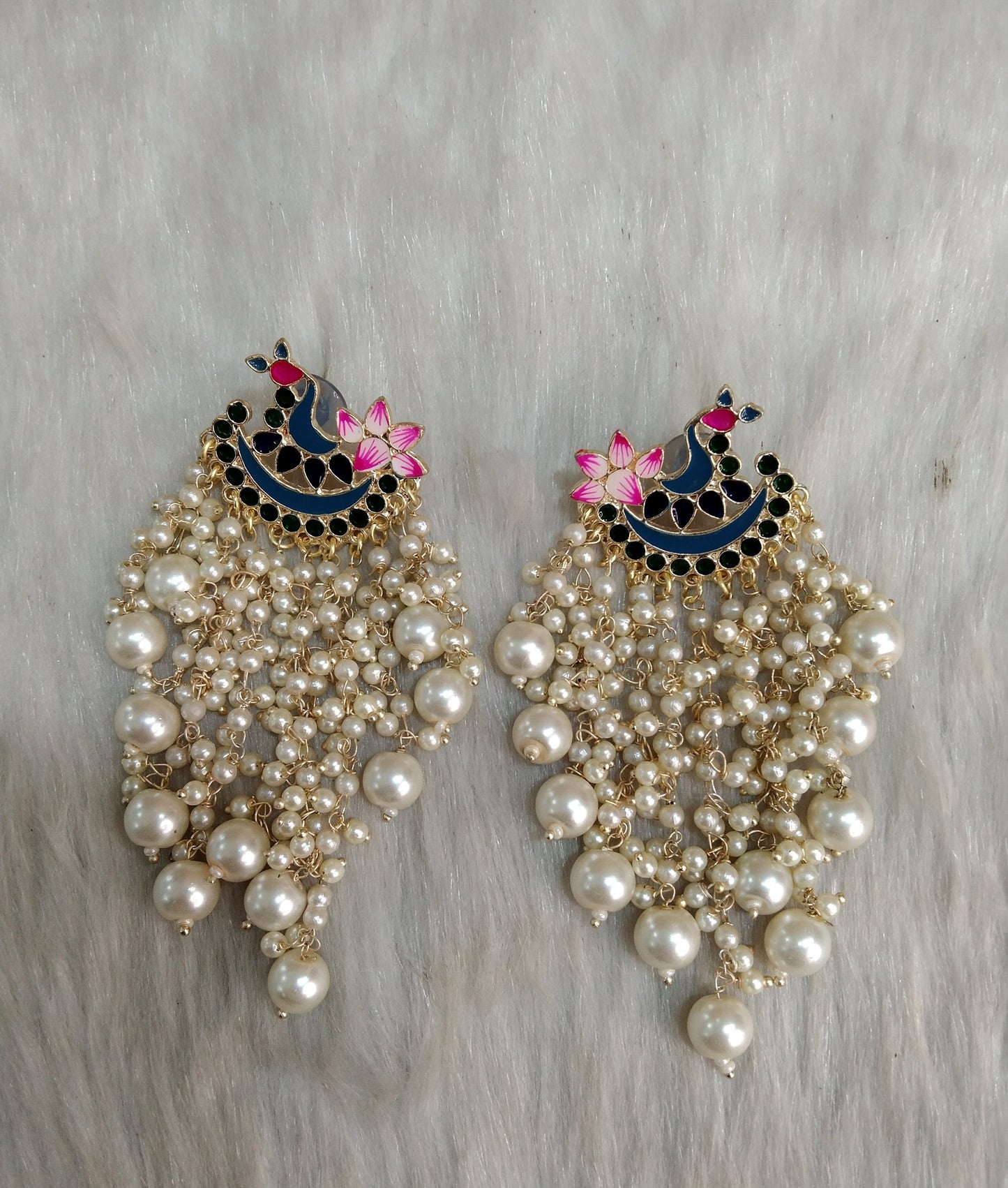 Indian Jewellery/ Gold finish long Earrings Set/Indian Earrings Bollywood Set Jewellery/Pakistani Punjabi Bollywood Set