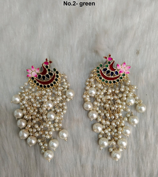 Indian Jewellery/ Gold finish long Earrings  Set/Indian Earrings Bollywood Set Jewellery/Pakistani Punjabi Bollywood Set