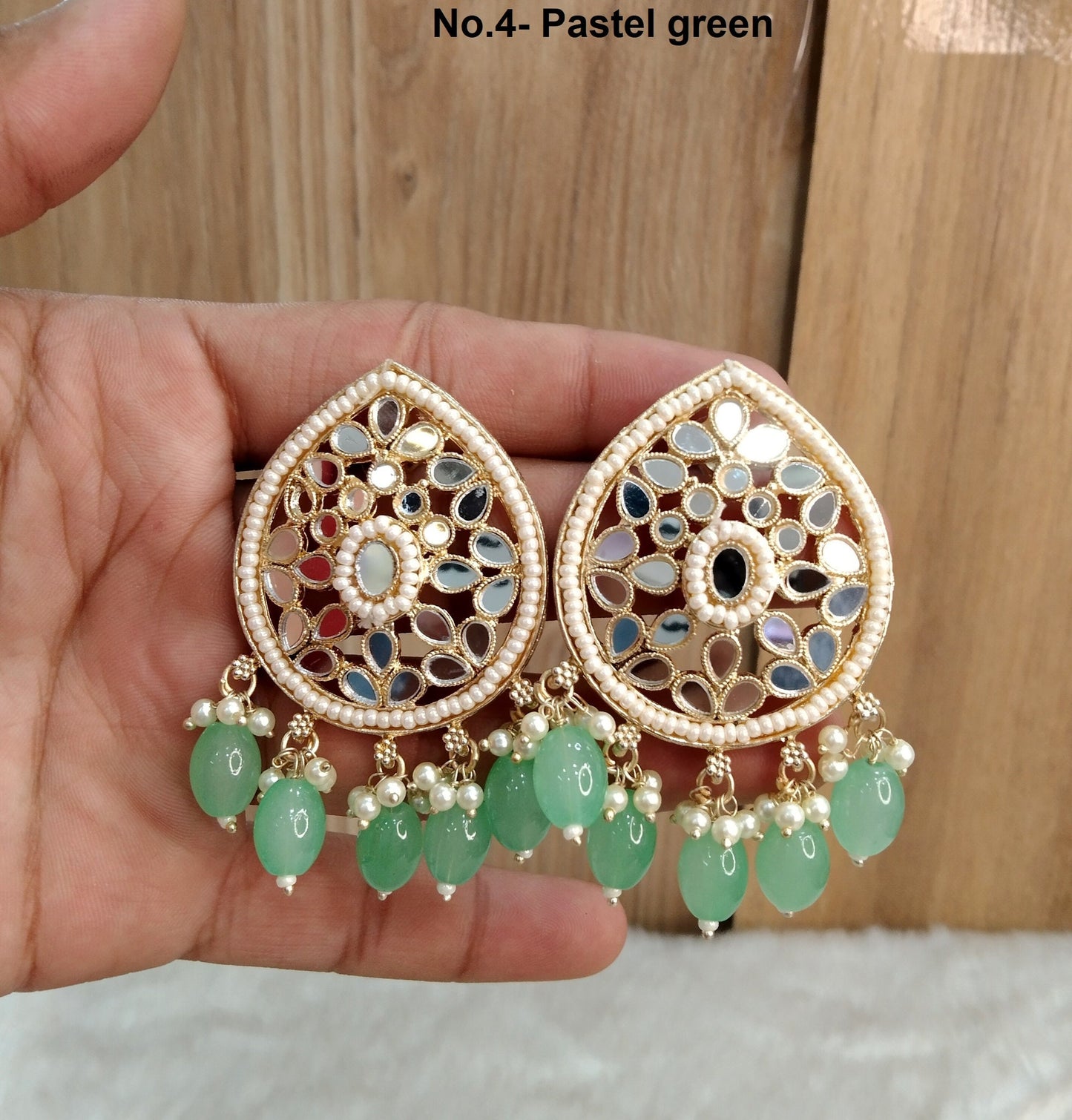 Indian Jewellery/Gold Indian stud Earrings Set/Indian peach,pastel gree Earrings Set like Jewellery/Wedding Jewellery Set
