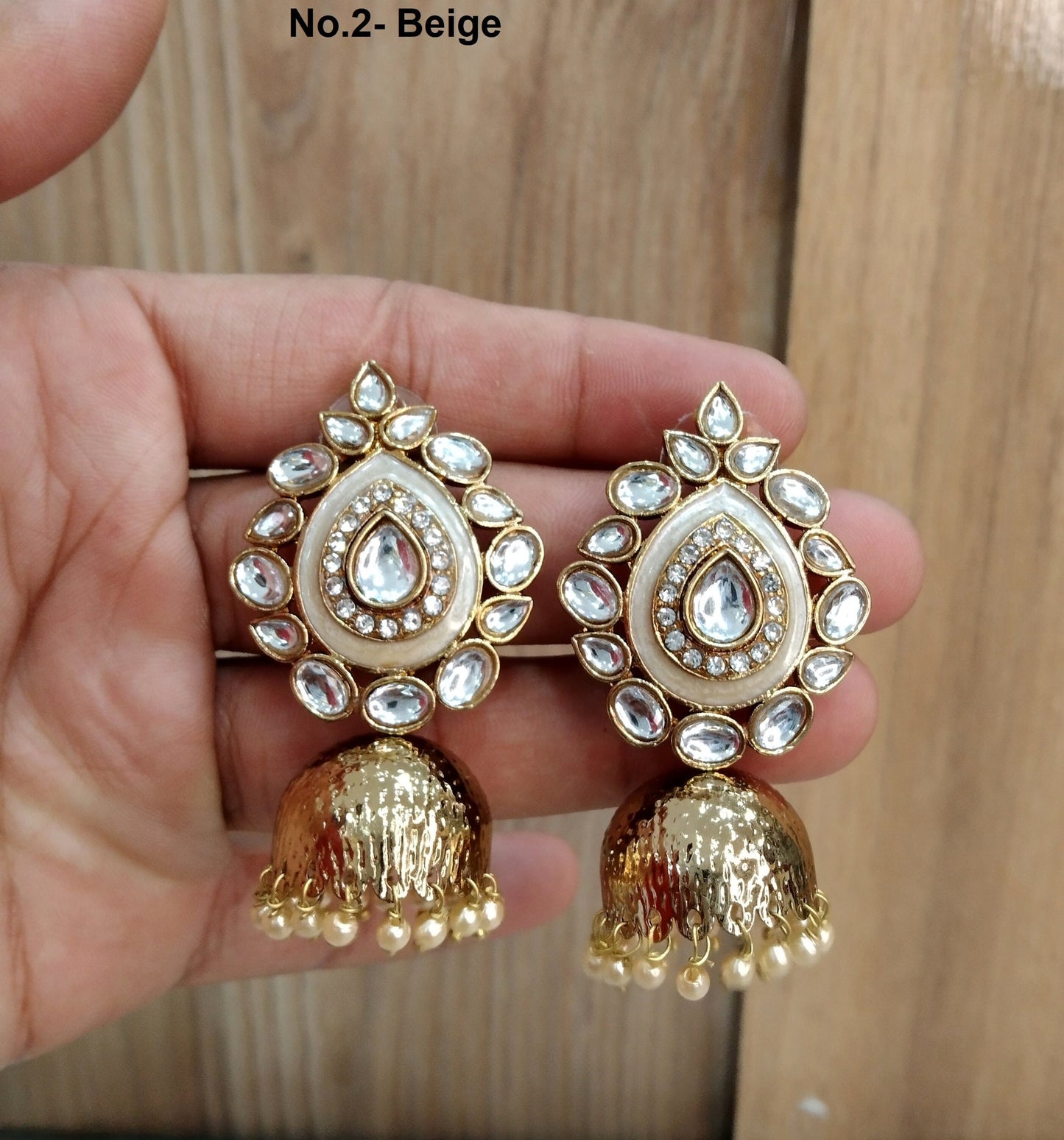 Indian Jhumka Earrings Jewelry/Punjabi Gold Wedding Indian Jewelry ,green,beige,black, Maroon, Blue Jhumka Indain Earrings/ jhumka earrings