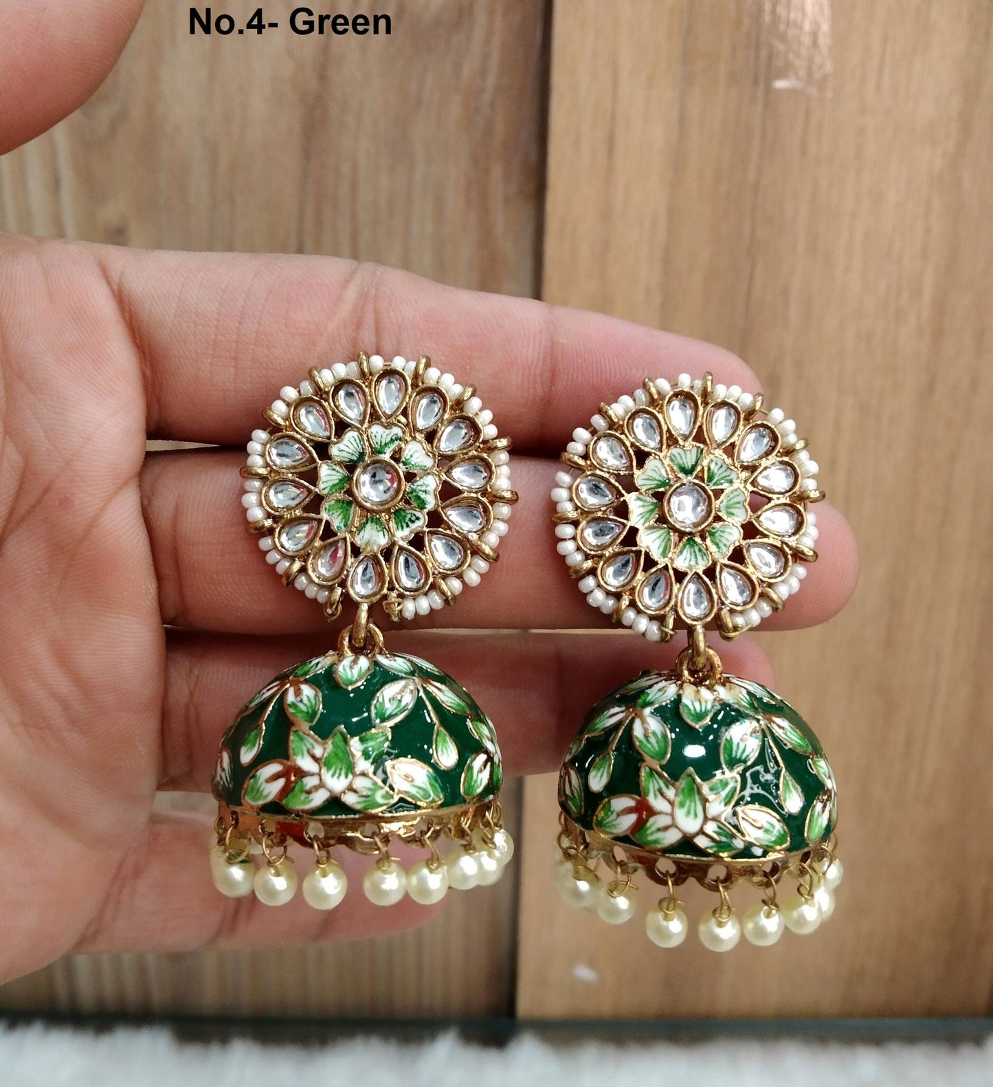 Indian Jhumka Earrings Jewelry/Punjabi Gold Wedding Indian Jewelry Purple , marron, sky blue , green Jhumka alone Earrings