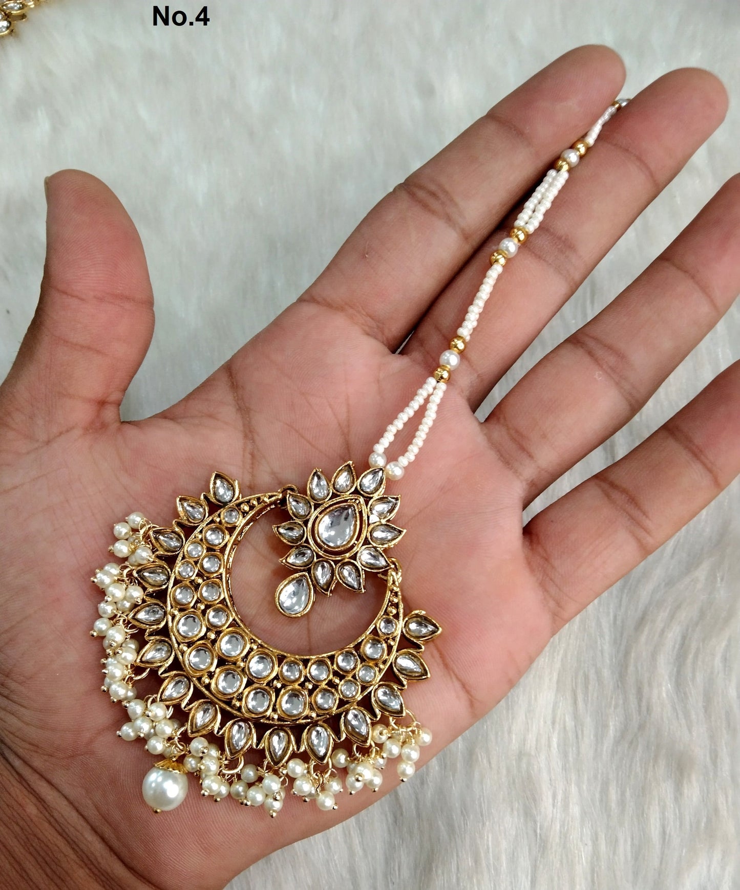 Indian Headpiece Tikka Jewellery/Gold kundan Maang Tikka /Bollywood Round Hair Headpiece/ Punjabi Indian Jewellery/Kundan Tikka