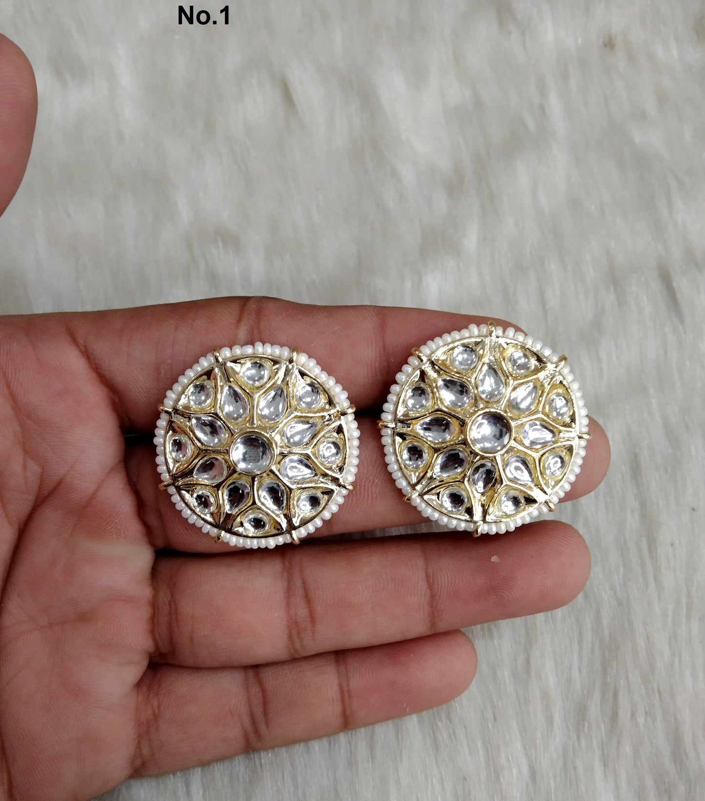 Stud Earrings Indian Jewellery/Indian Stud Earrings/Gold white stud earrings/Indian Tops Earrings Jewellery/Bollywood stud earrings