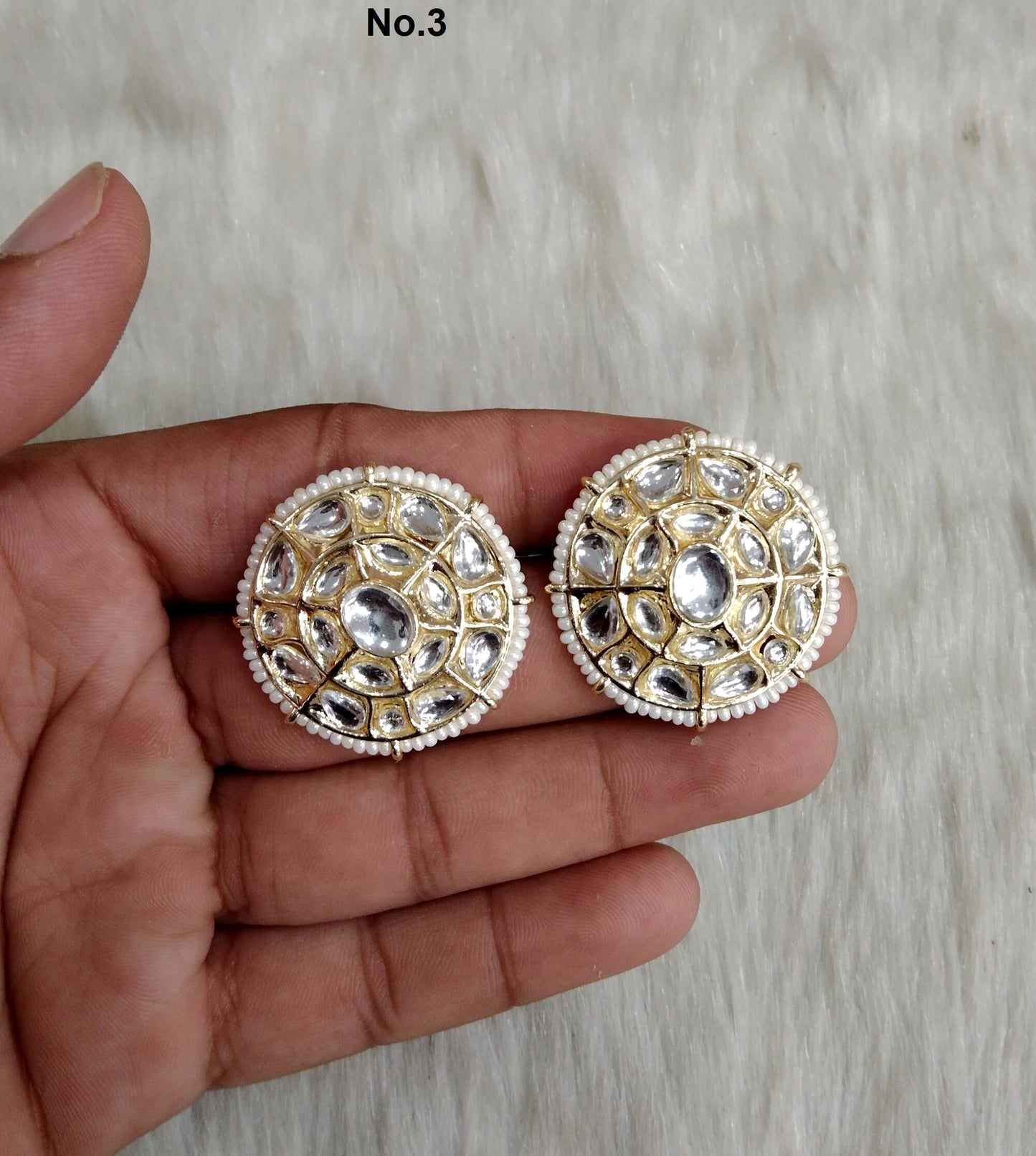 Stud Earrings Indian Jewellery/Indian Stud Earrings/Gold white stud earrings/Indian Tops Earrings Jewellery/Bollywood stud earrings
