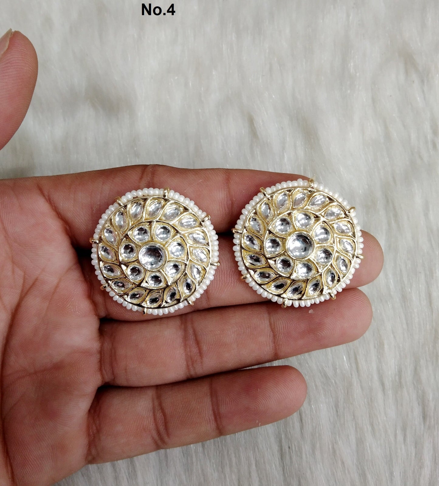 Stud Earrings Indian Jewellery/Indian Stud Earrings/Gold white stud earrings/Indian Tops Earrings Jewellery/Bollywood stud earrings