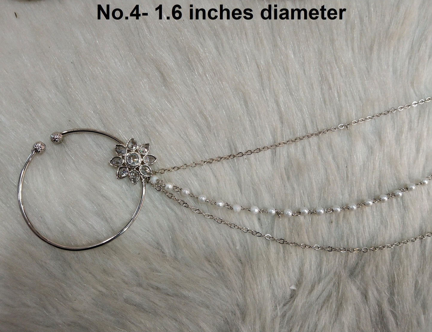 Nose Ring Indian Nath Bridal Wedding Nathini/Non Pierced Gold Plat Nose Hoop Chain/Bollywood Style Jewelry Jewellery