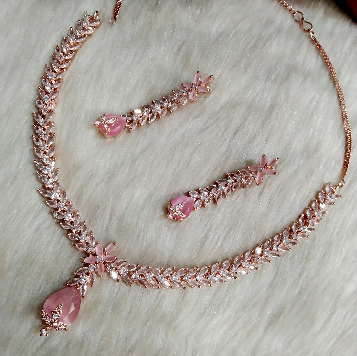 Cubic Zirconia Diamond necklace Earrings set, rose gold,silver Bridal necklace earrings jewellery david statement necklace set CZ necklace set