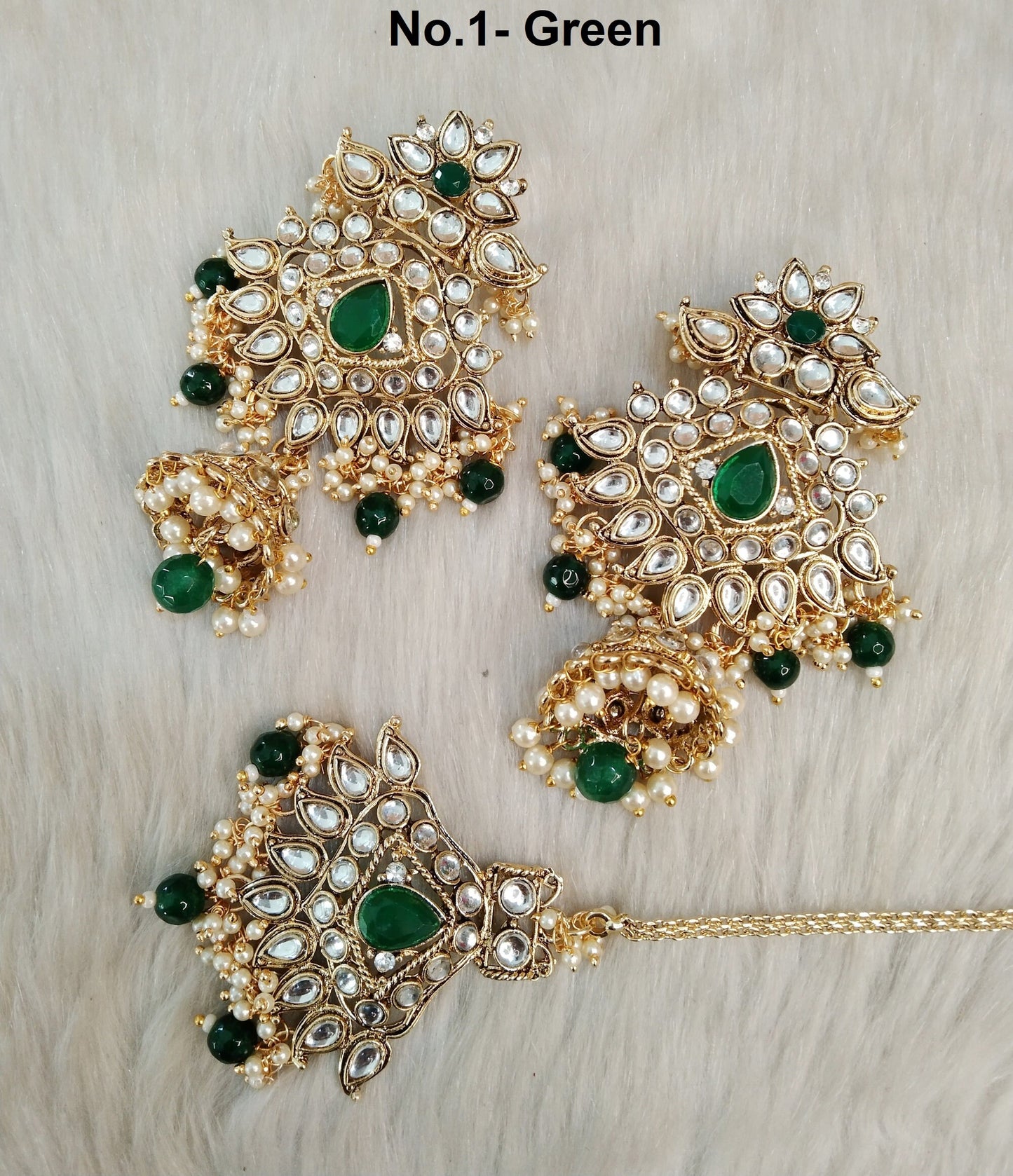 Indian Jewellery/ Green, Maroon Kundan Jewelry Earrings Tikka Set/Indian Earrings Punjabi Bollywood Set Jewellery/Pakistani Bollywood Set