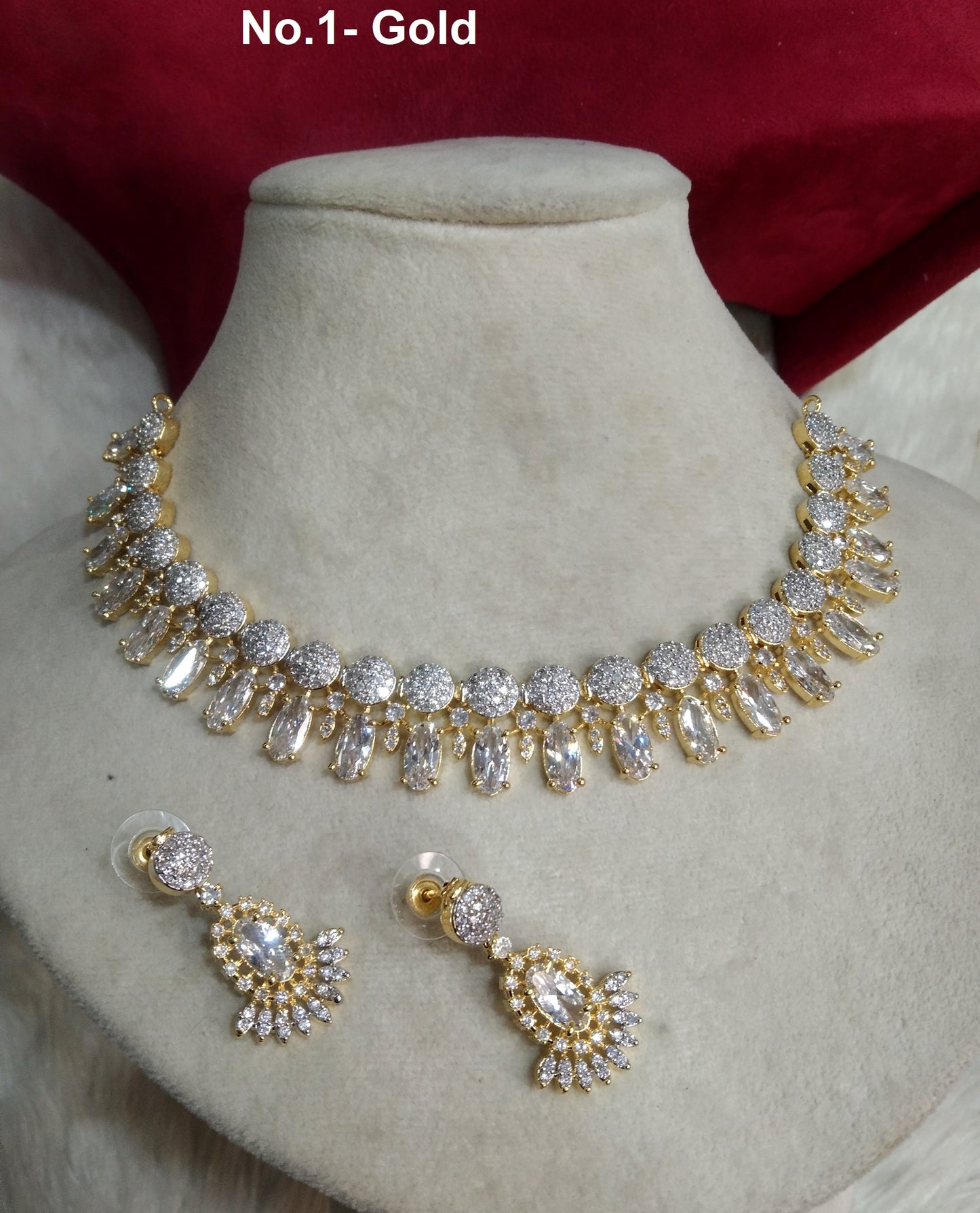 Buy AD Diamond Necklace Earrings set, rose gold antique Bollywood Ava silver Bridal necklace earrings jewellery statement necklace set CZ necklace