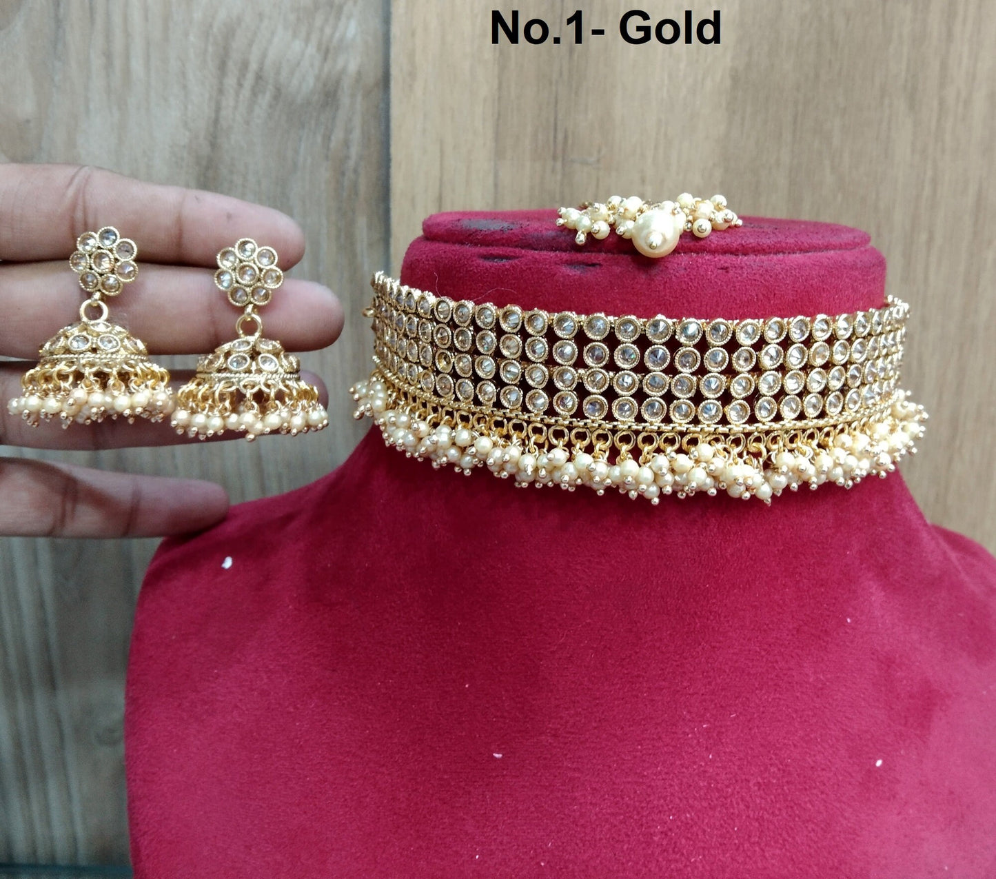 Indian Gold Jewellery choker set/Gold finish Choker Set Bollywood Style Gold Finish mangalore South Indian bridal Jewellery