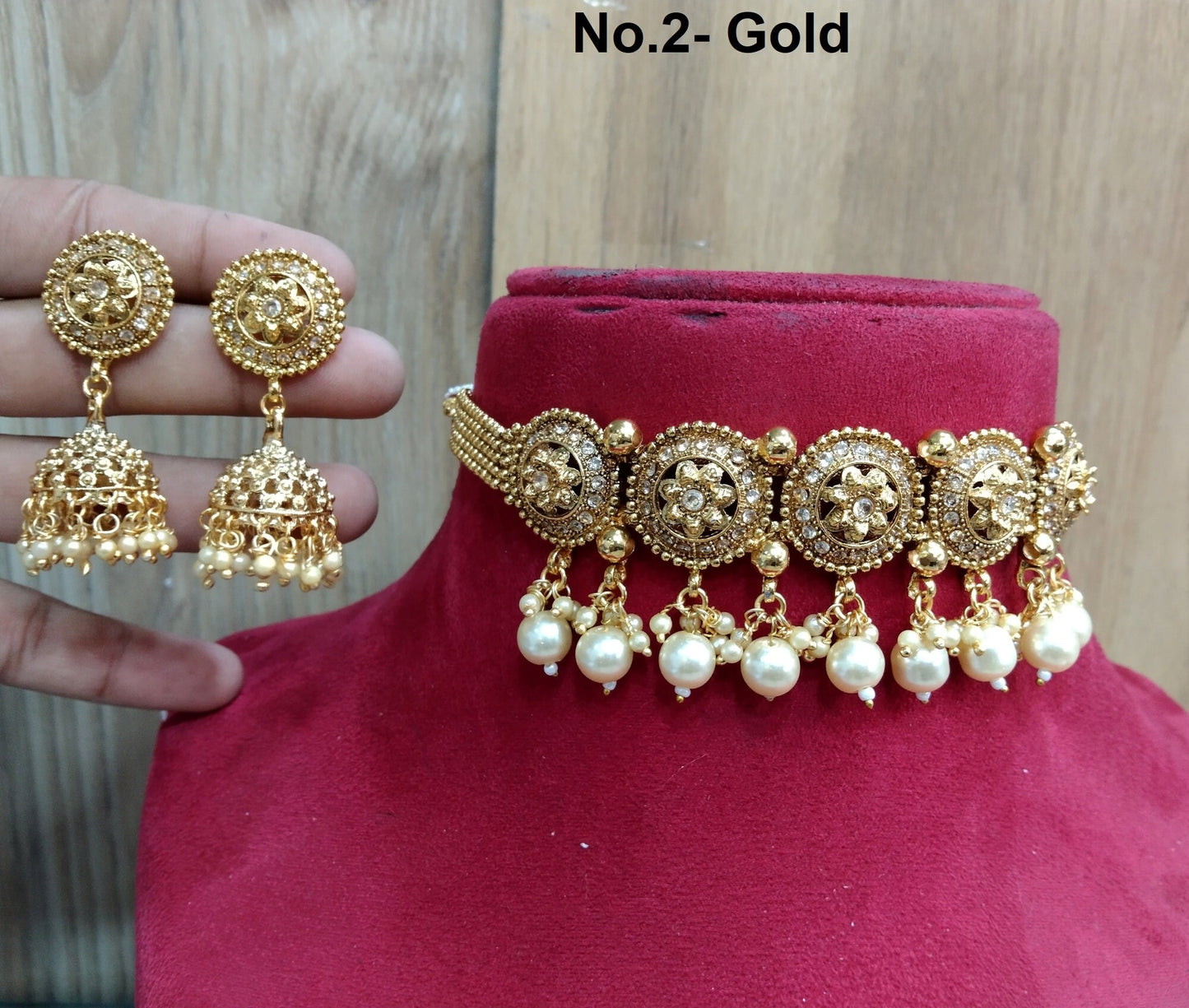 Indian Gold Jewellery choker set/Gold finish Choker Set Bollywood Style Gold Finish mangalore South Indian bridal Jewellery