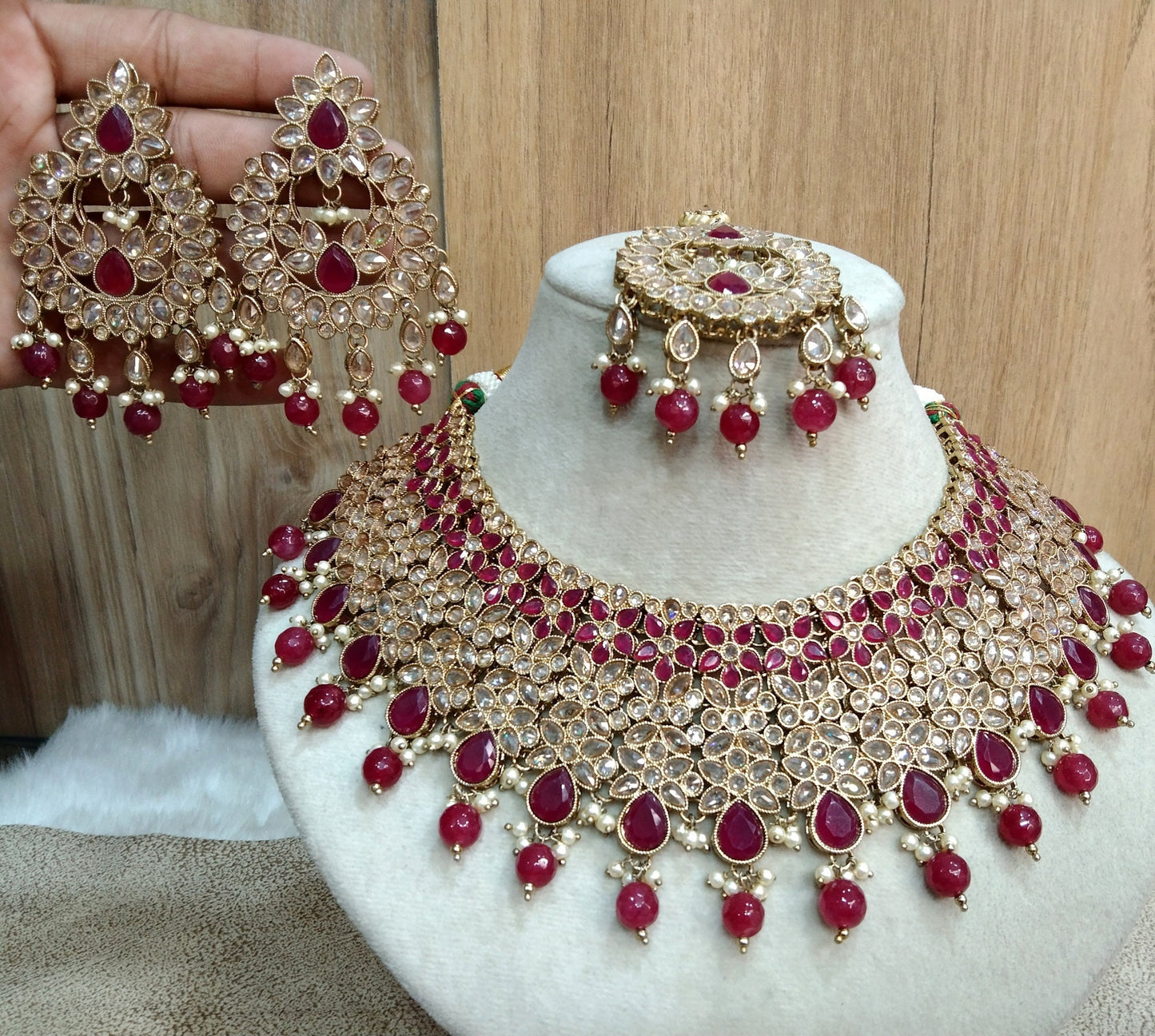 Indian Jewellery/Dark gold ruby bridal necklace Set/Bollywood Gold Indian Jewelry Jewellery sacramento Set/Bridesmaid jewellery sets