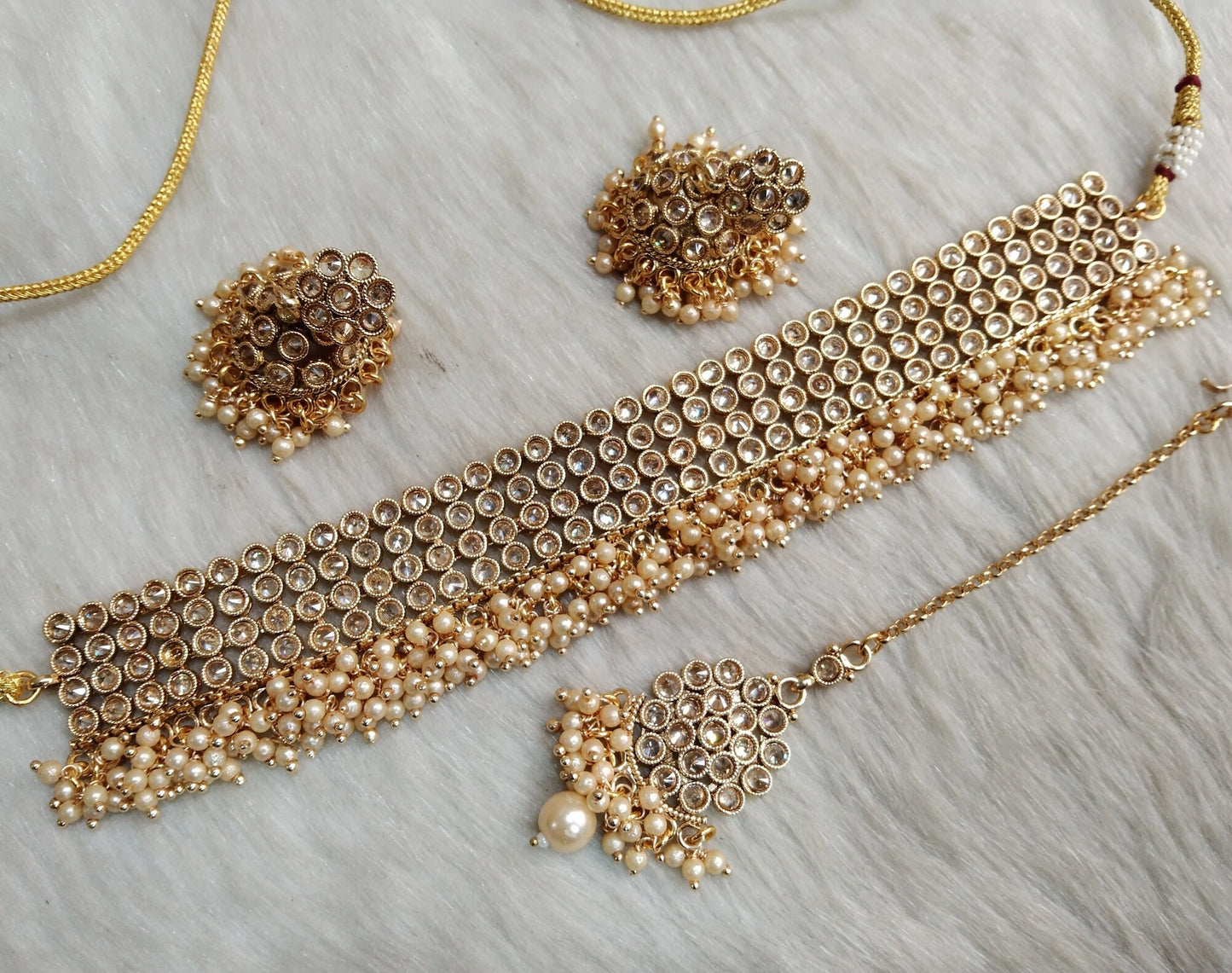 Indian Gold Jewellery choker set/Gold finish Choker Set Bollywood Style Gold Finish mangalore South Indian bridal Jewellery
