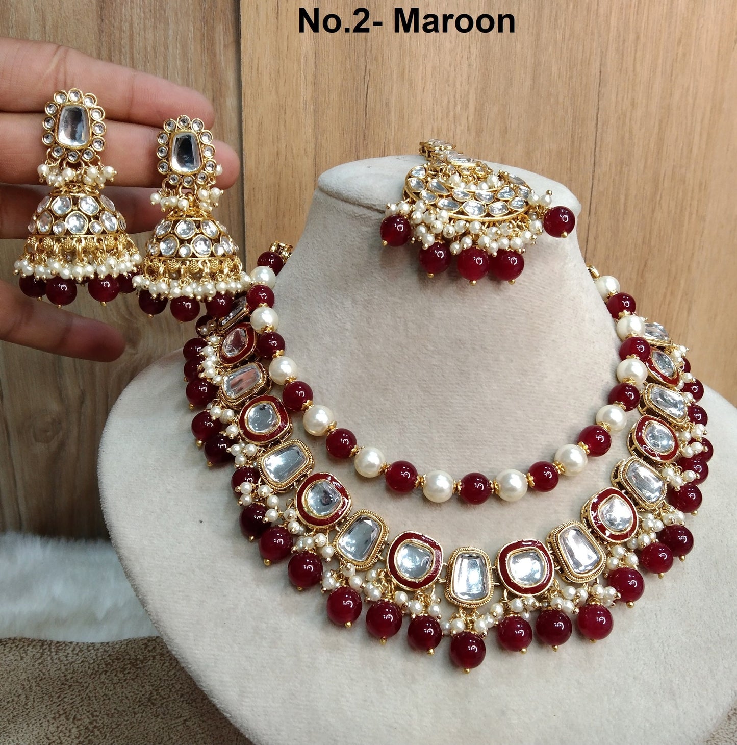 Indian Jewellery/ Gold Bridal Kundan necklace Set Indian gold white, sea green, maroon Wedding Semi Bridal Ethnic Jewellery Fontana Necklace