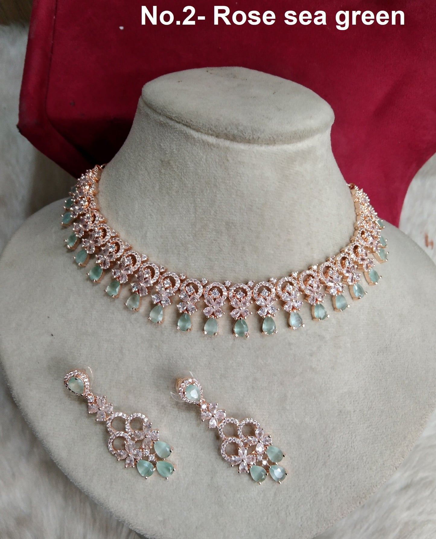 Cubic Zirconia Diamond necklace Earrings set, rose gold, Irvine, oxnard Bridal necklace earrings necklace set CZ necklace set