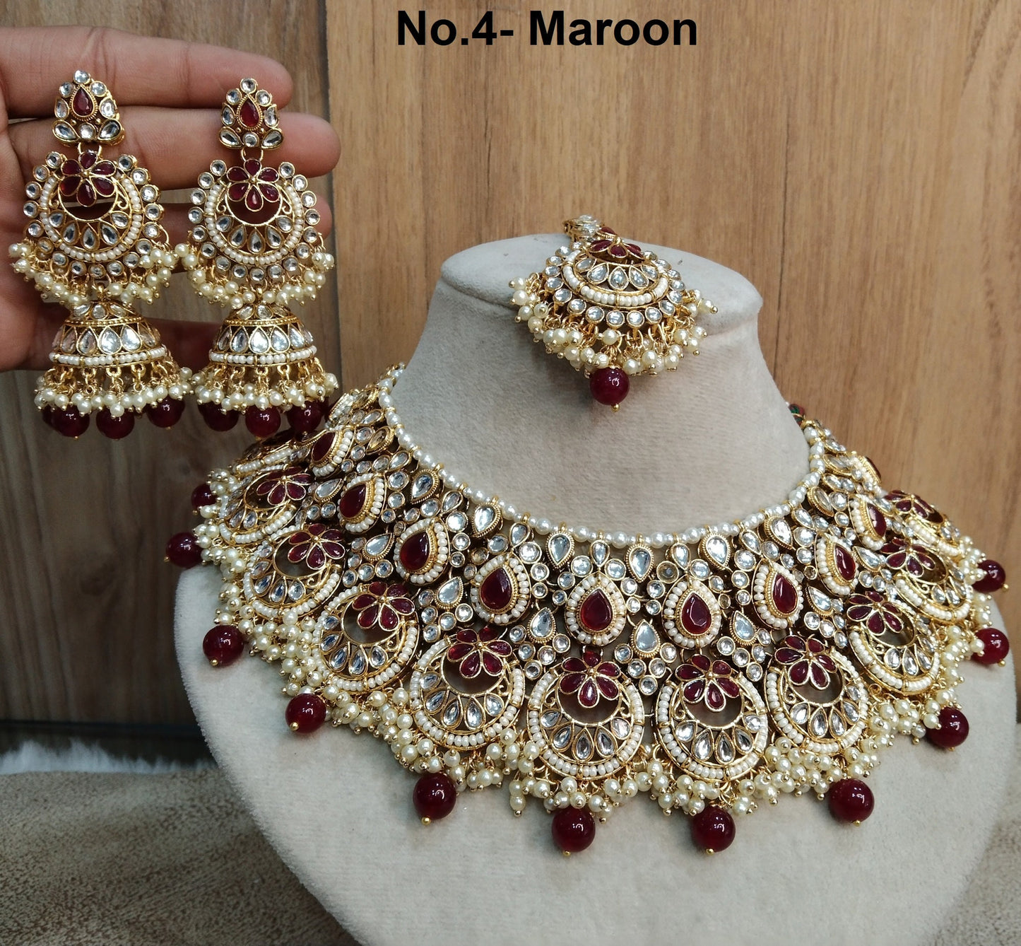 Indian Jewellery/ Gold Bridal Kundan necklace Set Indian gold white, maroon, pastel green,black, peach Bridal Jewellery Harris justin Necklace