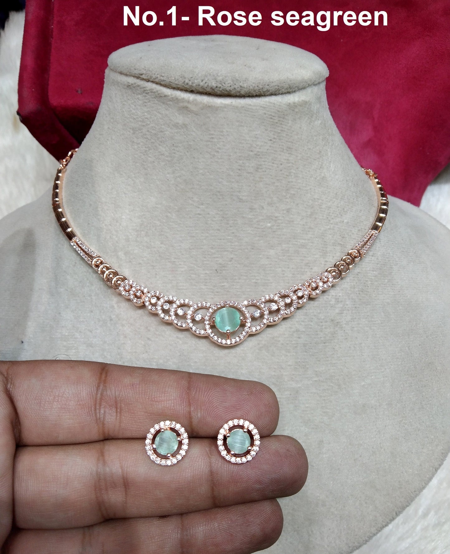 Cubic Zirconia Diamond necklace Earrings set, rose gold, corpus Bridal necklace earrings jewellery statement necklace set CZ necklace set