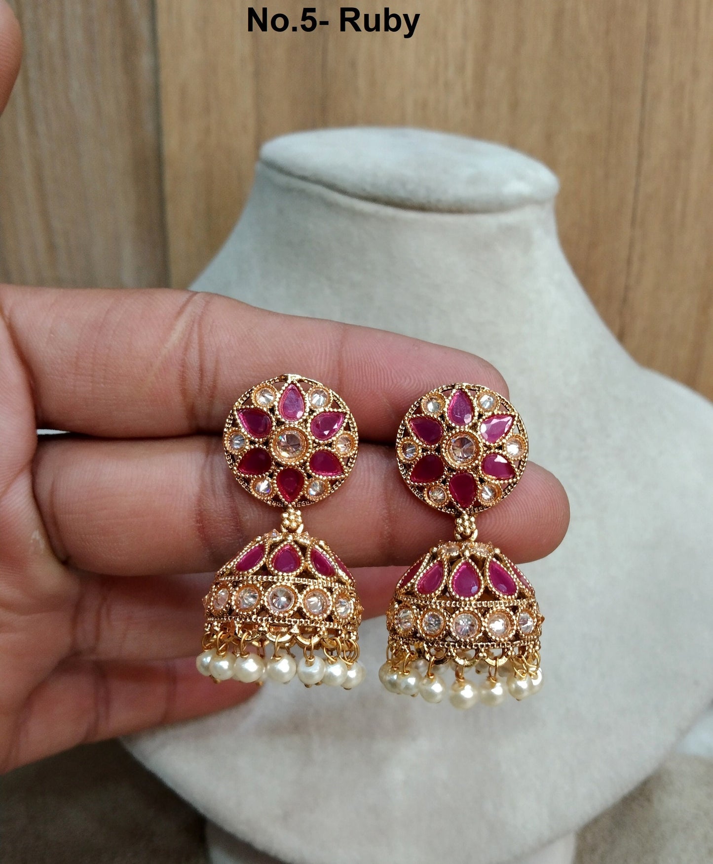 Gold indian jhumka indian earrings Jewellery/Gold Bollywood Wedding Indian Jewellery Bridal Jhumka Jhumki Earrings