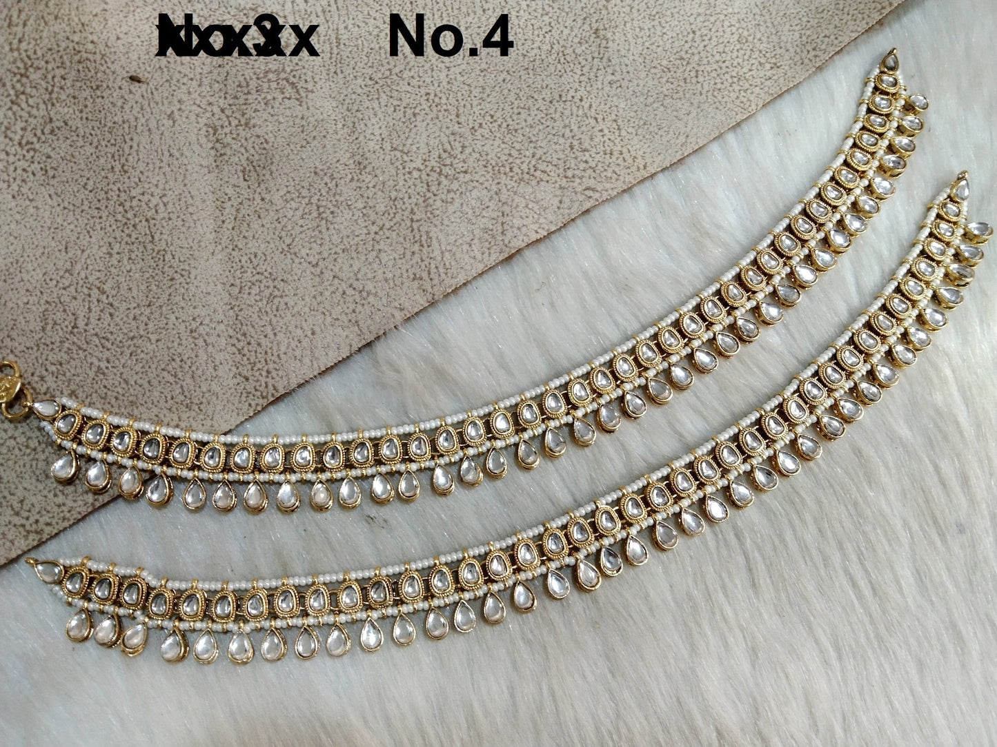 Anklets Foot Bracelet Pair Payal Jhanjar Kundan Jewellery Jewellery/Indian Anklets Payal Foot Accessory Traditional Bollywood Panjeb Jewellery