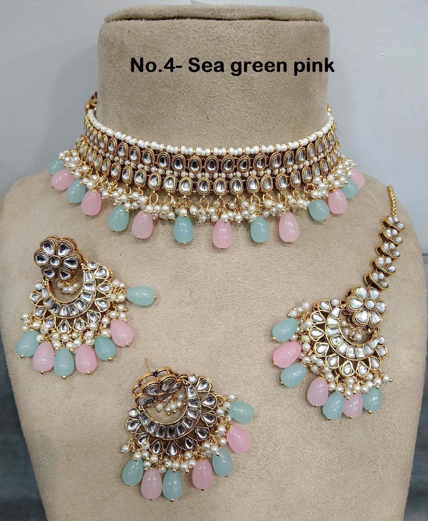 Indian jewellery kundan Choker Set Necklace Earrings Set/Pink,Majenta,Pastel green,set Indian suketu Jewellery Necklace Set/Indian Choker Set