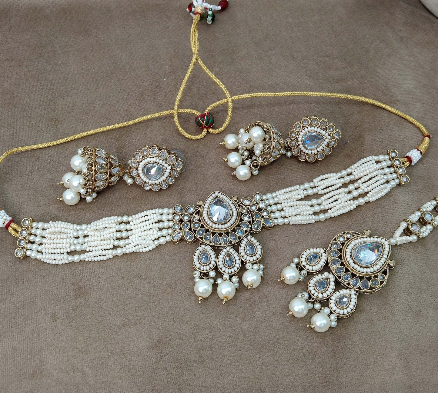 Indian jewellery Choker Set /Bollywood Jewellery/Antique gold Indian choker necklace set/Women Necklace Alan set