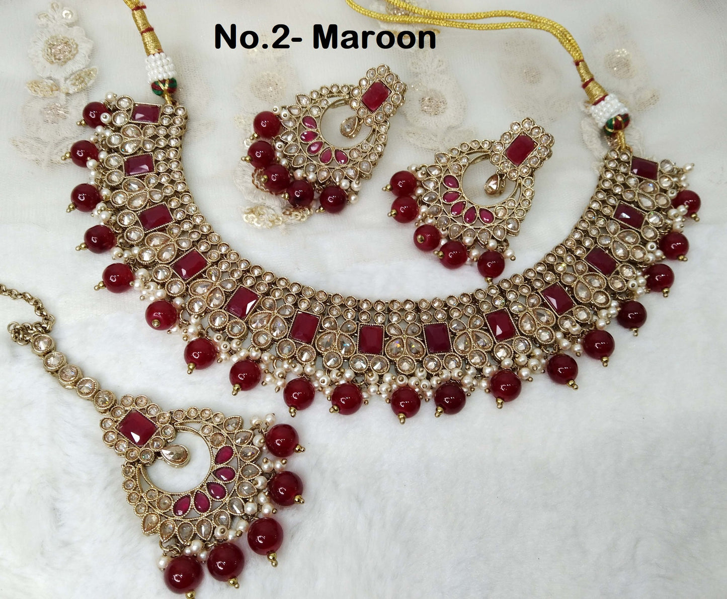 Indian Jewellery/Dark gold necklace Set/Bollywood maroon , green, purple Gold Indian Jewellery Set /Reshma Bridesmaid jewellery sets