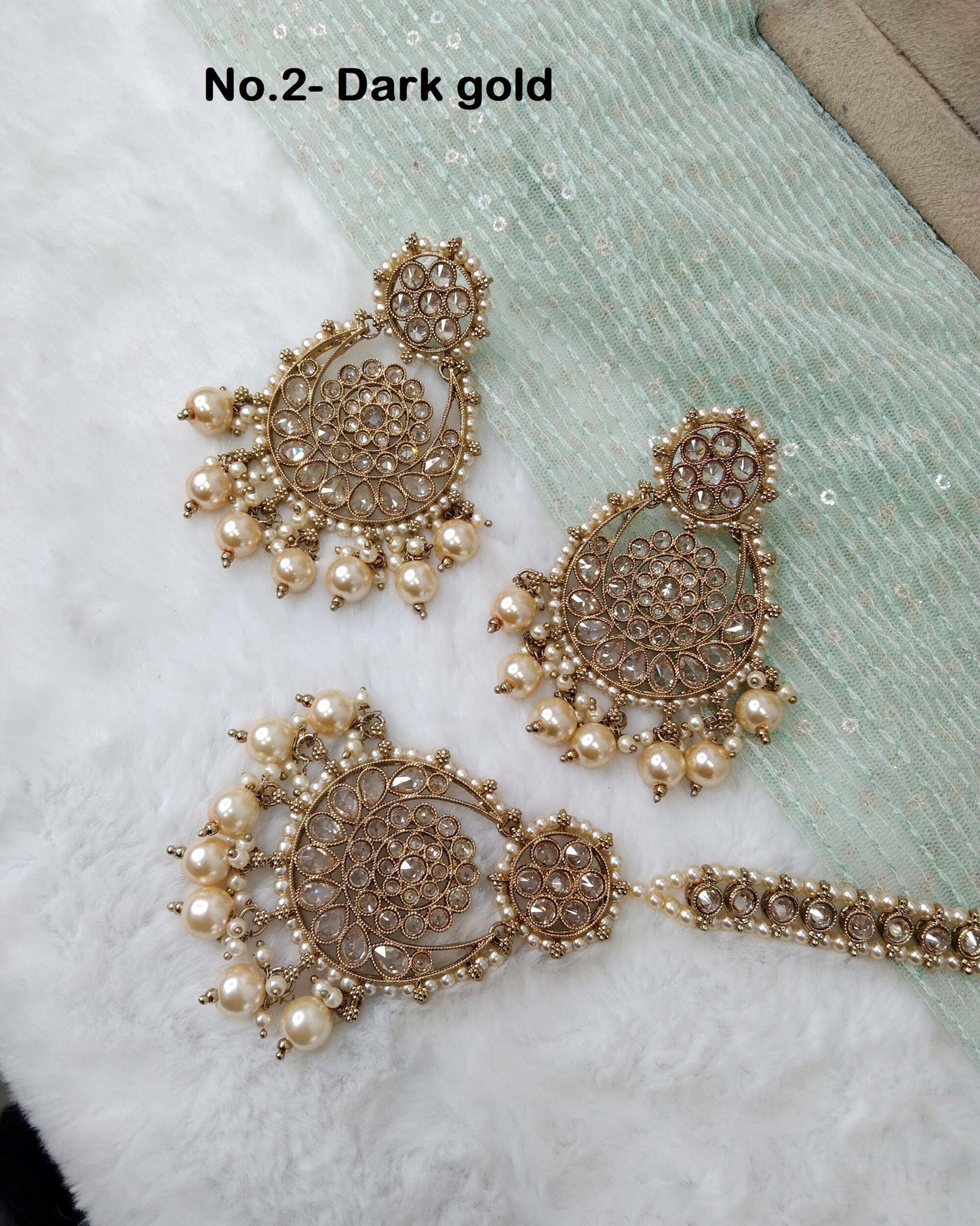 Indian Jewellery/Gold Indian Earrings Tikka Set/Pink,mint Indian Jhumka Jhumki Earrings Set Jewellery/Wedding Bridal Bollywood Jewellery Set