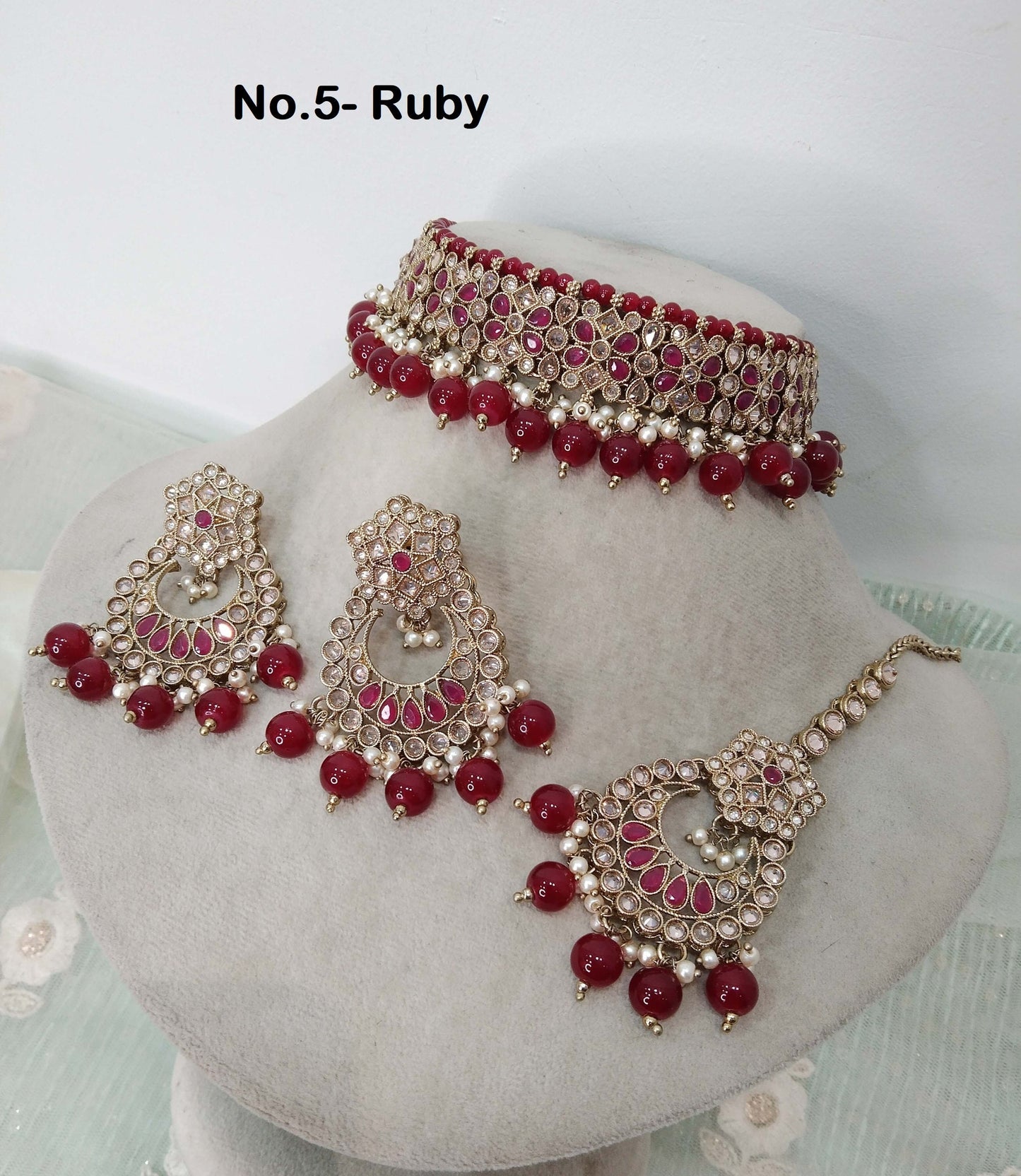 Indian Jewellery/Dark gold choker Set/Bollywood sea green,ruby, mint pink, peach Indian Jewellery Set /Reva Bridesmaid sets