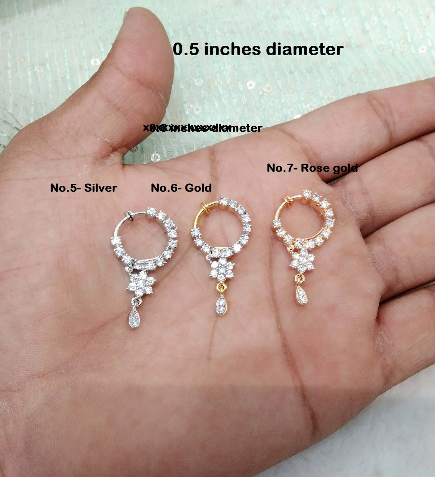Indian Jewellery Nose Pin Clip On Clasp pin wedding Nathini/Non Pierced rose gold  Clip On Nose Pin/Bollywood Jewellery/Nose Pin