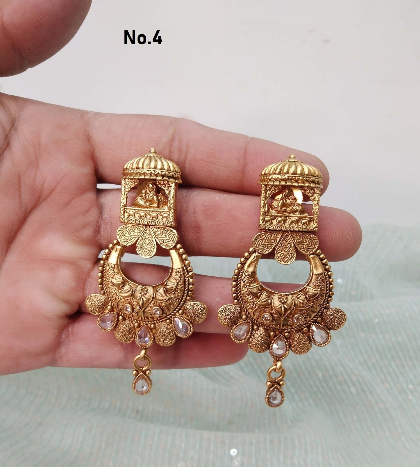 Indian Jewellery/Gold finish Earrings Set/Indian Earrings Bollywood Set Jewellery/Gold mat finish polki Bollywood earrings/Indian tisi jewellery