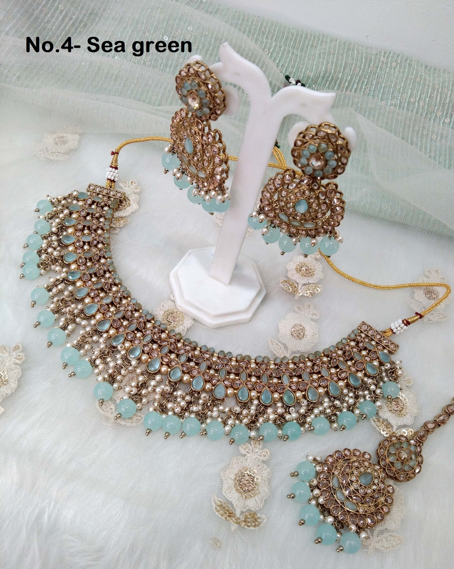 Indian Jewellery/dark gold necklace Set/Bollywood multicolor,maroon, seagreen, gaajri necklace set Indian vani Jewellery Set