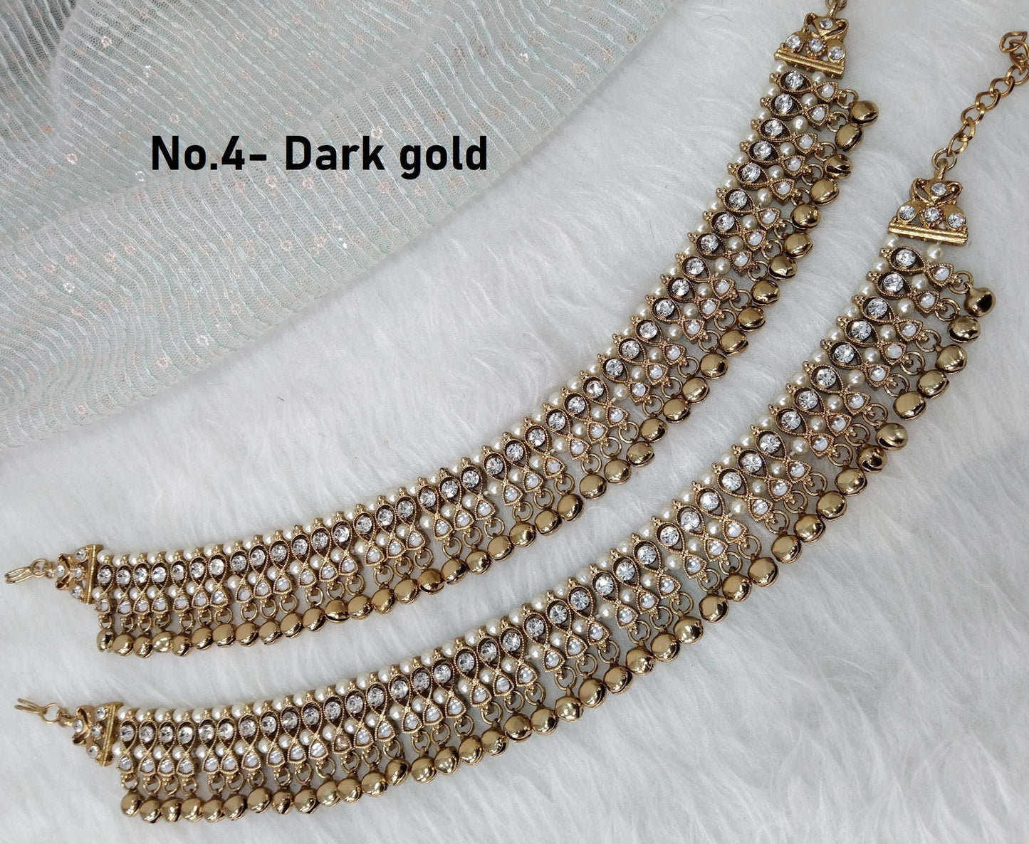 Anklets Payal Foot Bracelet Indian Dark Pair Gold Anklets Foot Bracelet Payal Jhanjar Jewellery Jewellery/Traditional Bollywood Panjeb Jewellery