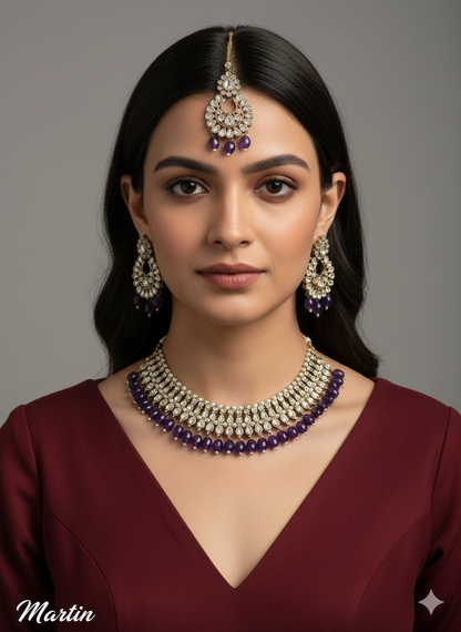 Silver Necklace Set/Silver White Bollywood Necklace Set/Bridesmaid necklace Wedding Jewellry set/Women martin opus Necklace Set/Gift for her