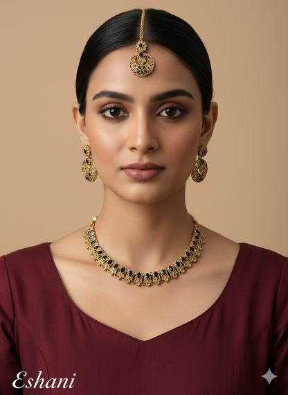 Antique Gold Maroon Necklace Set Indian Bridal Eshani Jewellery Online