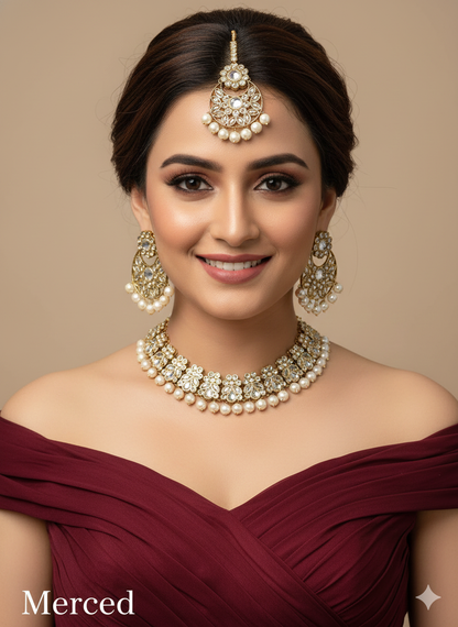 Indian  Jewellery Antique gold  Necklace Tikka Set/Gold merced Bollywood Necklace Set/Indian choker ethnic necklace set
