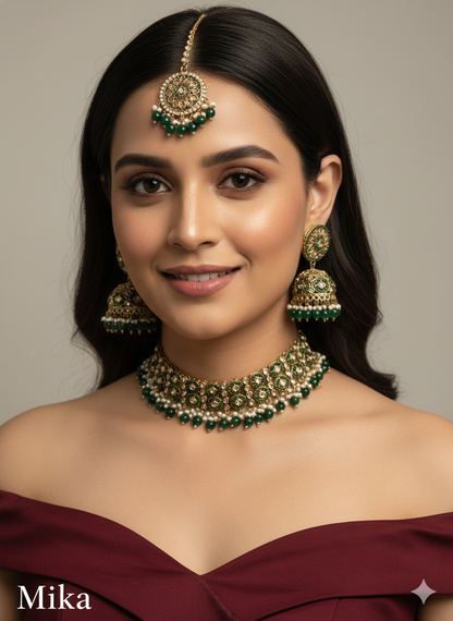 Lavender Choker Indian Mika jewellery set